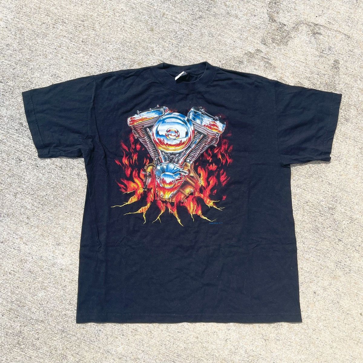 Vintage Vintage 90s V-Twin Motorcycle Engine Flames Harley Tee Size US L / EU 52-54 / 3 - 4 Thumbnail