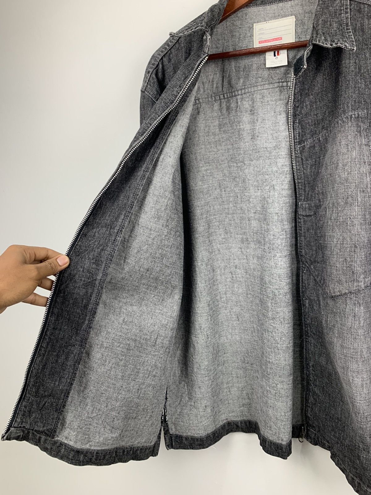 Vintage ALLIX DESIGN Vintage Zipper AcidWash PatchWork Denim Jacket Size US L / EU 52-54 / 3 - 9 Thumbnail