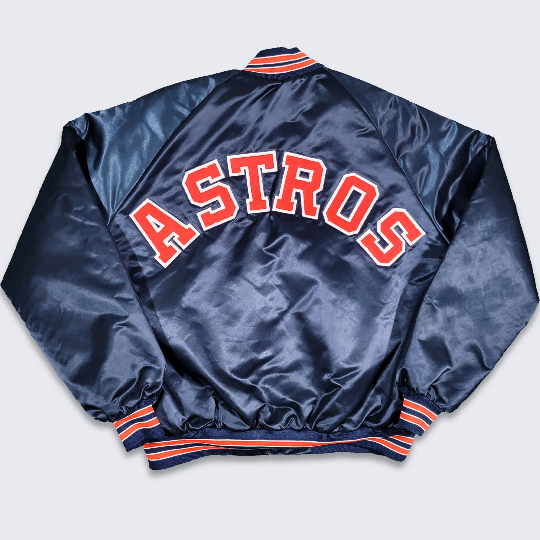 Houston Astros Vintage 80s Chalk Line Satin Bomber - Depop