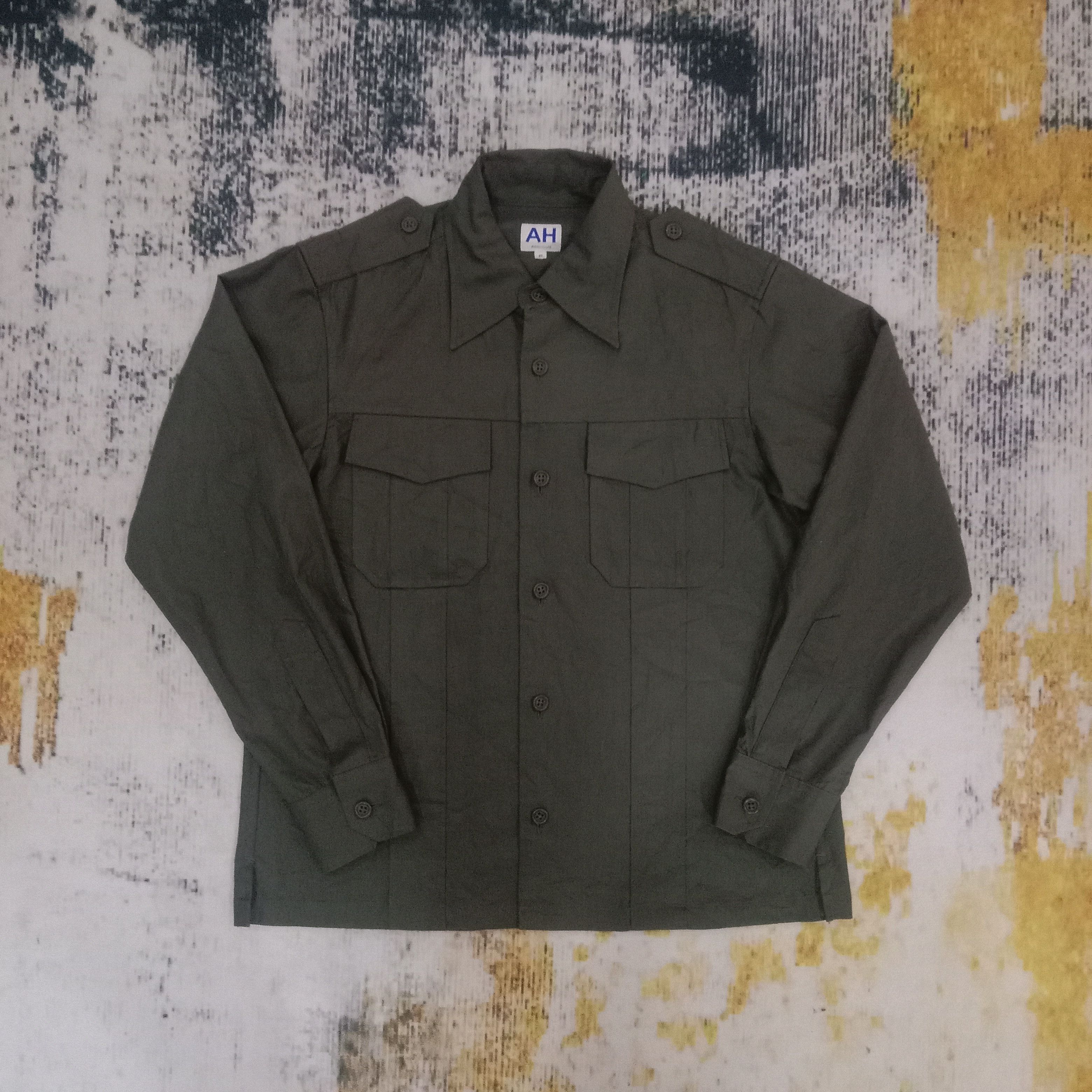 image of Abahouse Military Tactical Long Sleeve Shirt Button Down in Miltary Green, Men's (Size Medium)
