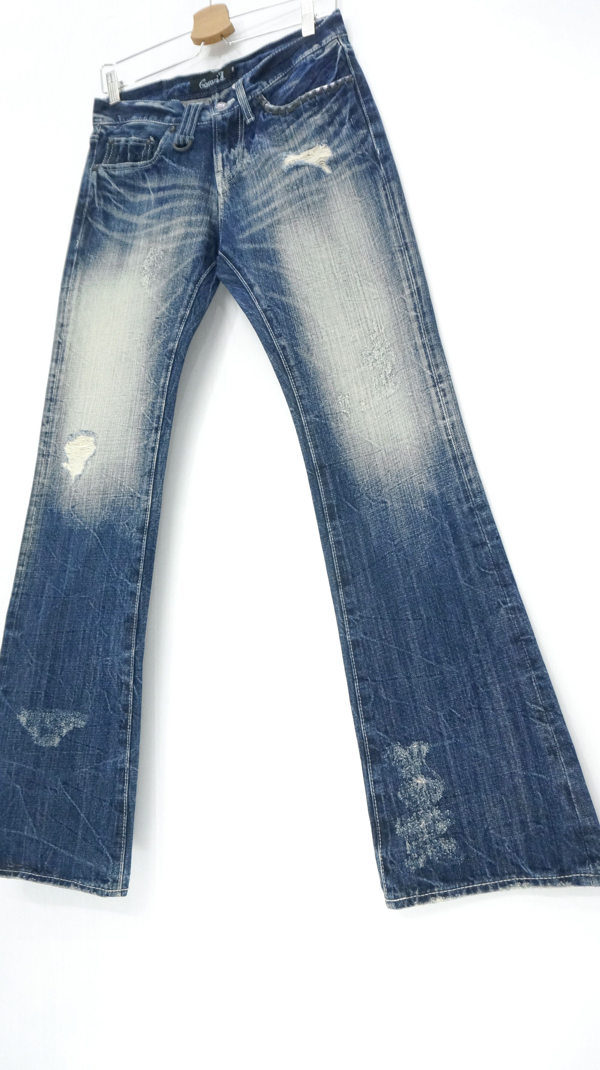 Japanese Brand Flared VTG 🔥 CAVARIA Japan Distressed Ripped Jeans Size US 29 - 1 Thumbnail