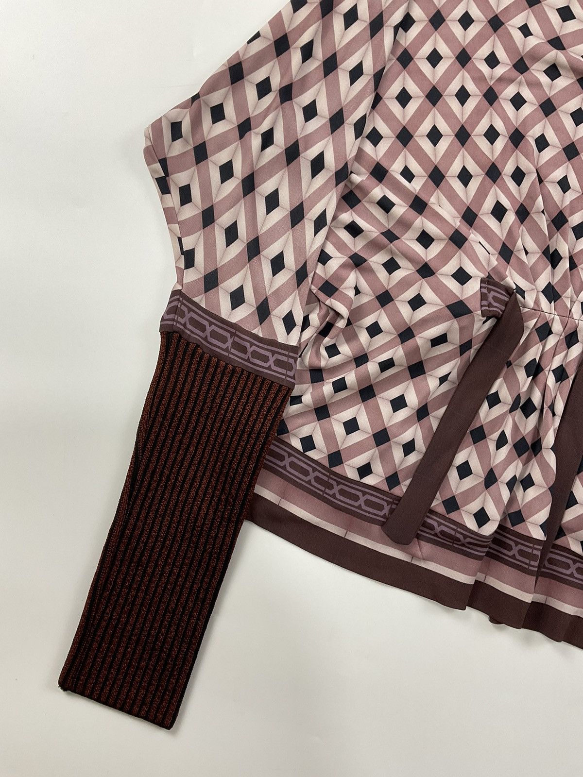 Jean Paul Gaultier Jean Paul Gaultier-Mauve Diamond Print Long Sleeve Mesh Top Size XS / US 0-2 / IT 36-38 - 3 Thumbnail