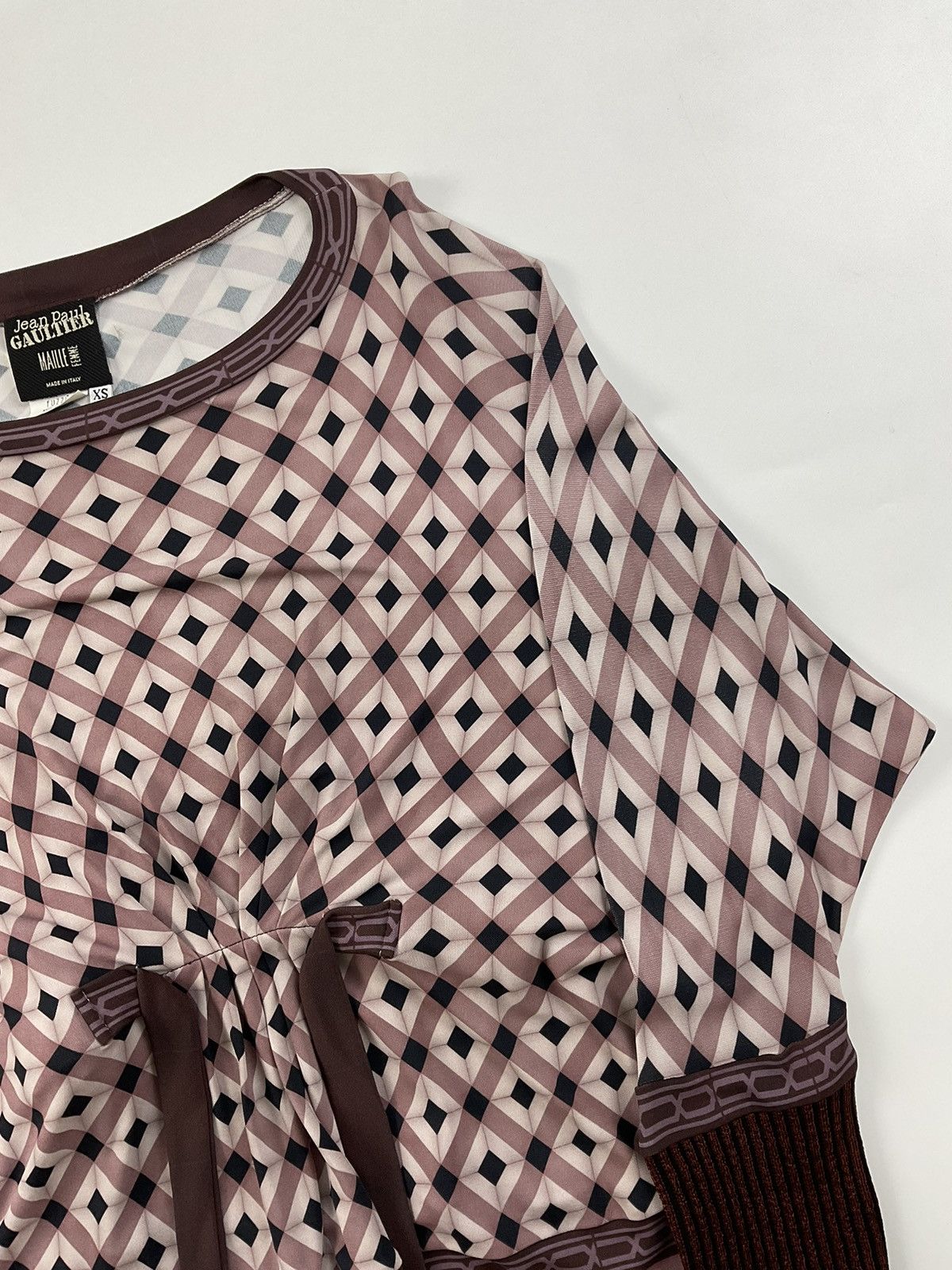 Jean Paul Gaultier Jean Paul Gaultier-Mauve Diamond Print Long Sleeve Mesh Top Size XS / US 0-2 / IT 36-38 - 4 Thumbnail