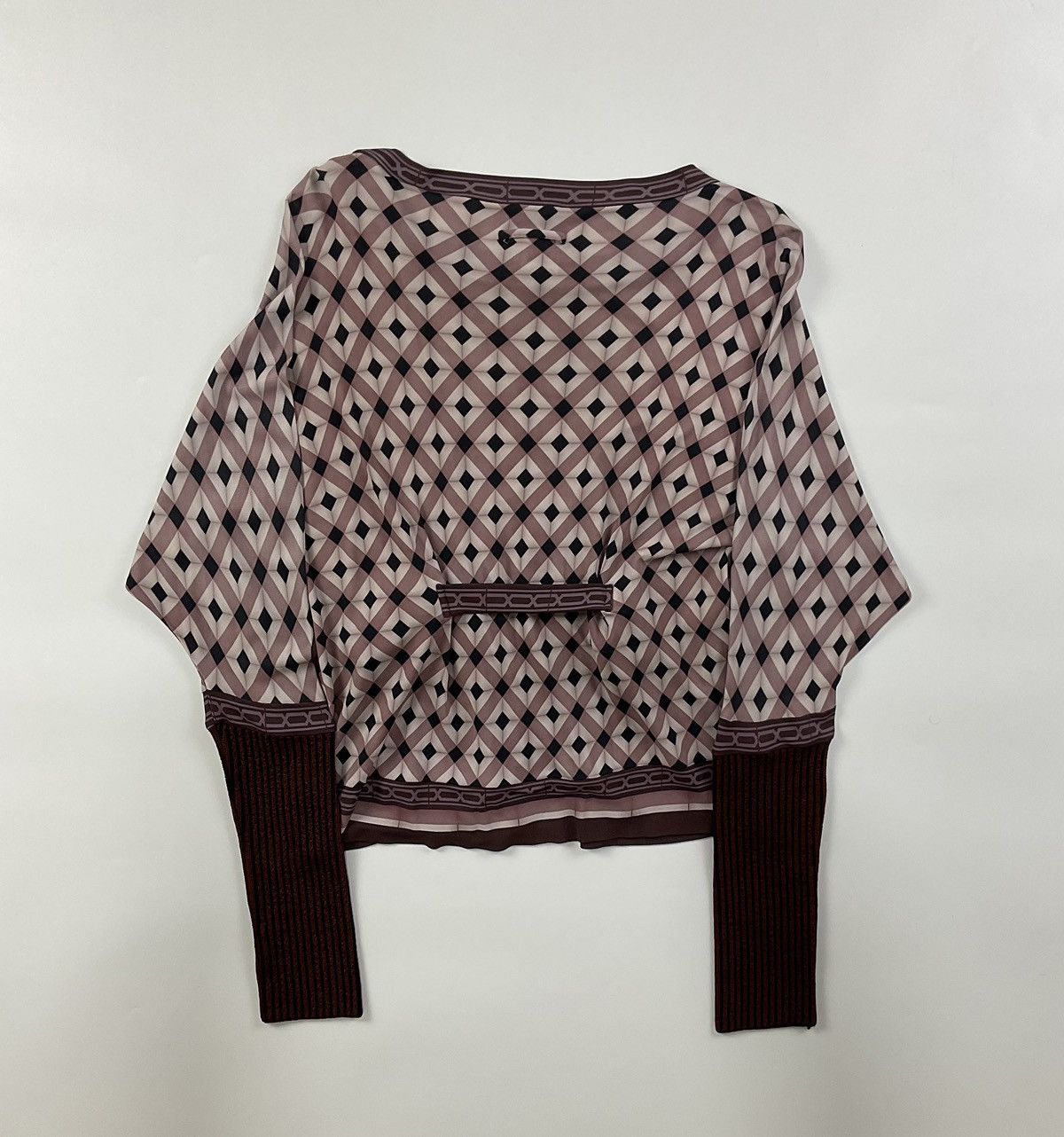 Jean Paul Gaultier Jean Paul Gaultier-Mauve Diamond Print Long Sleeve Mesh Top Size XS / US 0-2 / IT 36-38 - 7 Thumbnail