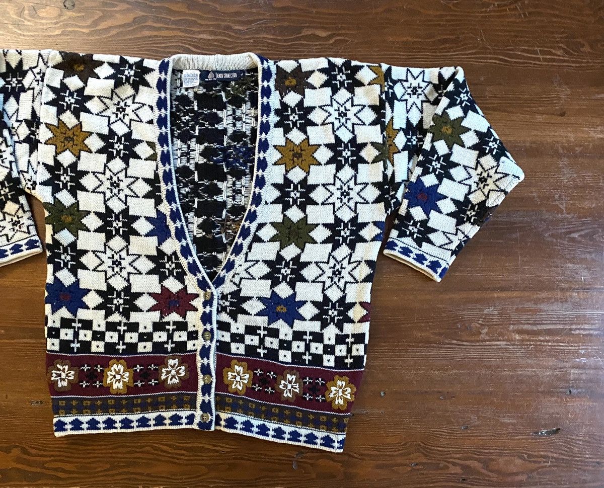 image of Vintage 80's French Connection Textile Woven Cardigan Sweater in White, Men's (Size Small)