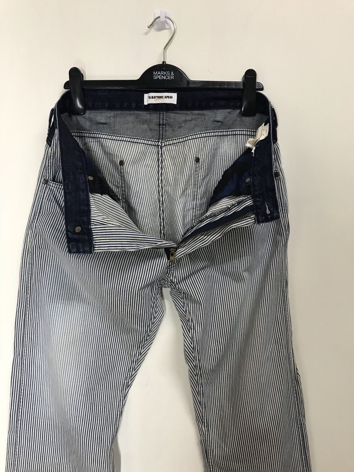 Bape BATHING APE STRIPE PANTS WORK WEAR DESIGN DISTRESS RARE Size US 34 / EU 50 - 6 Thumbnail