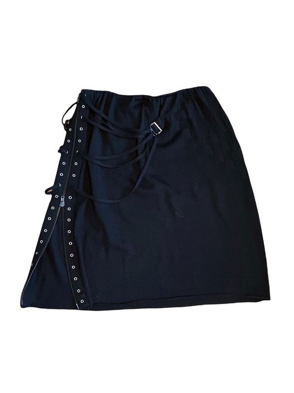 image of Jean Paul Gaultier Punk Fight Against Racism Straps Skirt in Black, Women's (Size 26)