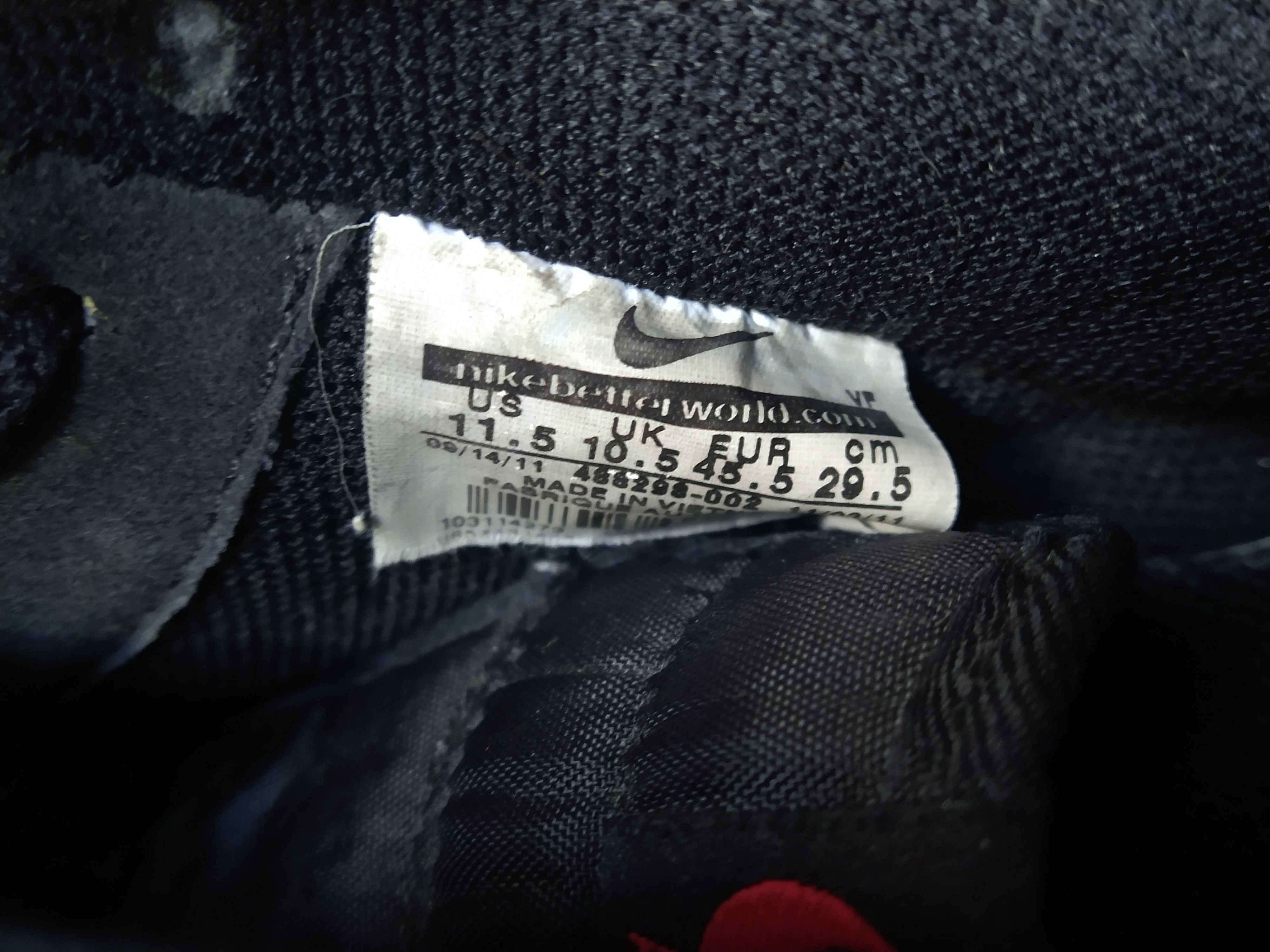 Nike Nike Air Force 1 Size 11.5 Black Red Leather Low Tops 2011 Size US 11.5 / EU 44-45 - 11 Thumbnail