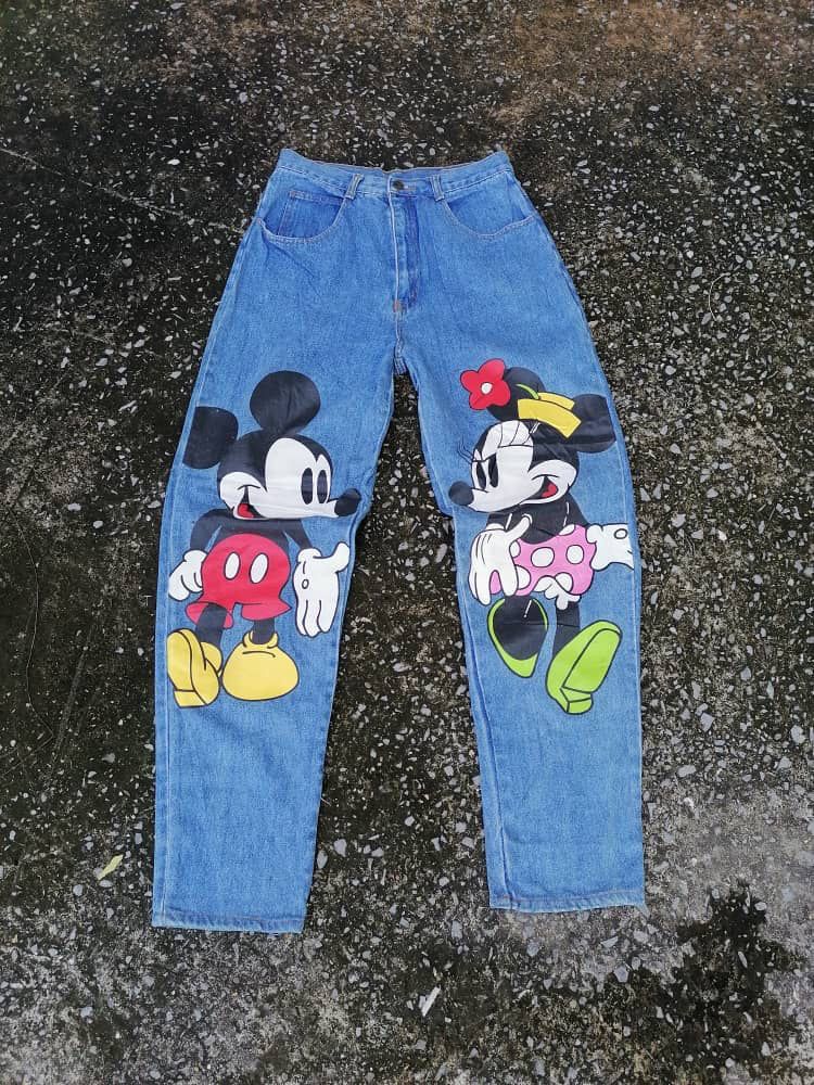 Disney × Mickey Mouse Disney Mickey And Minnie Mouse Graphic Denim Jeans Size US 28 / EU 44 - 1 Thumbnail