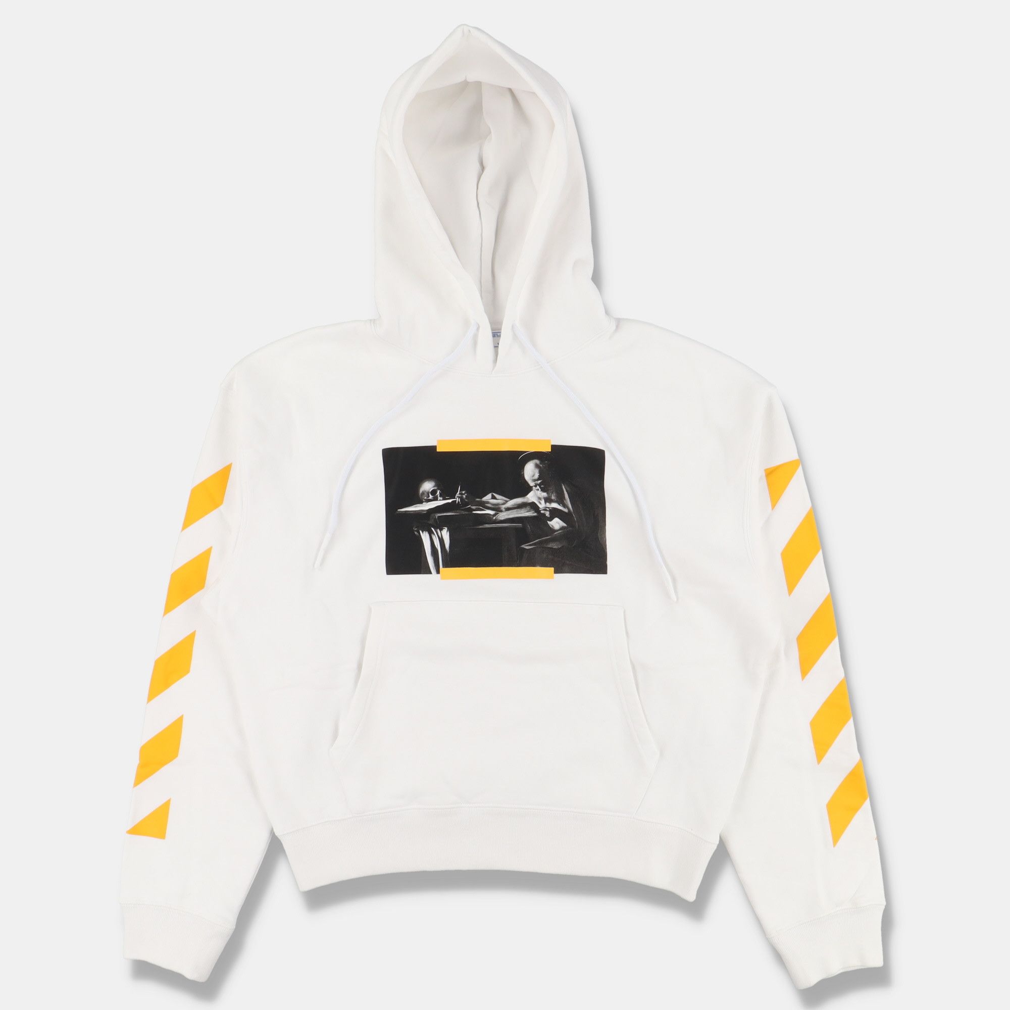 image of Off White White Caravaggio Diagonals Hoodie, Men's (Size XS)