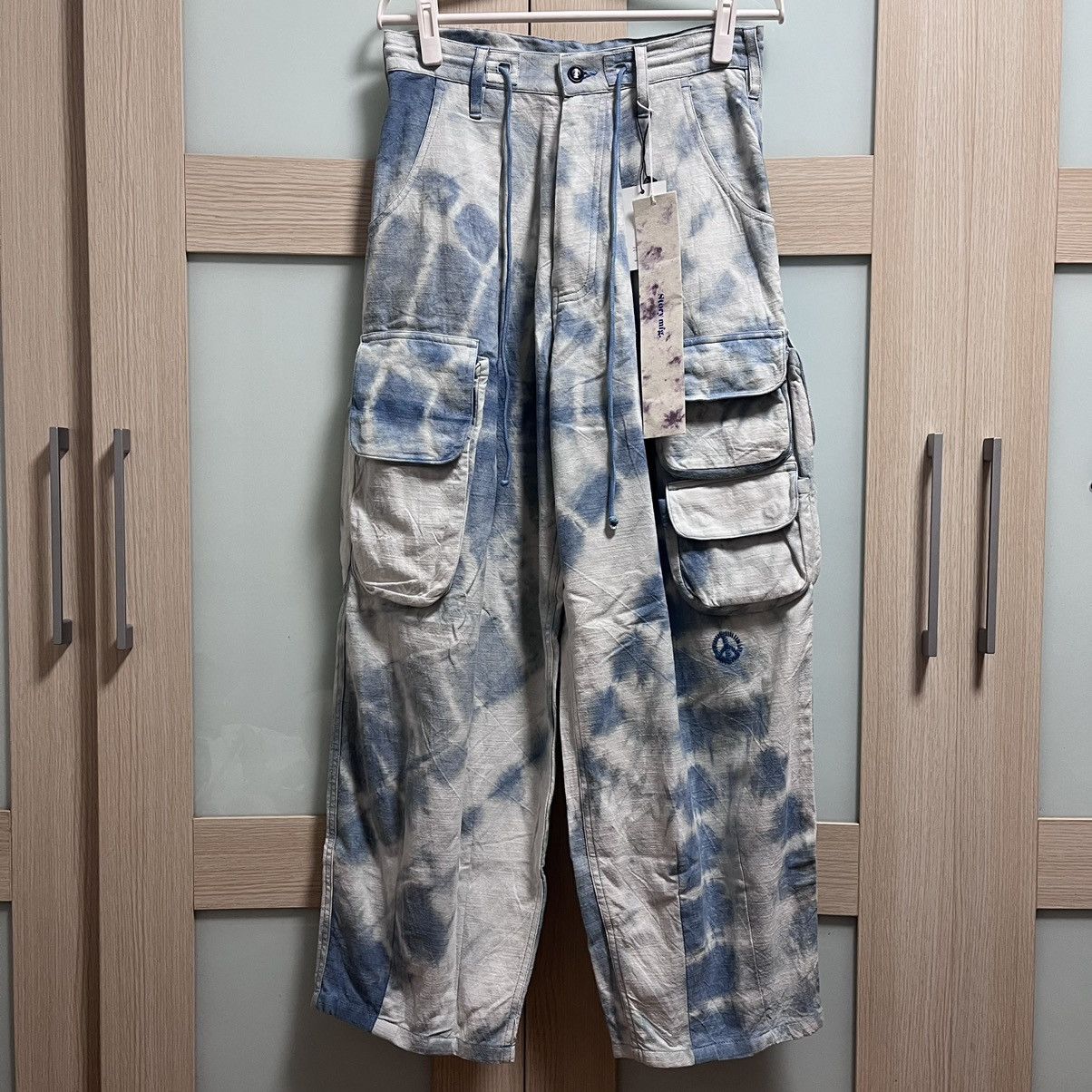 image of Story Mfg. Forager Tie-Dye Cargo Trousers in Indigo, Men's (Size 30)