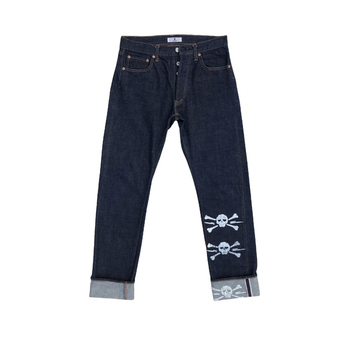 image of Lovers Rock Super Lovers Harajuku By Yasuhara Tanaka Multi Skulls Jeans in Denim, Men's (Size 31)