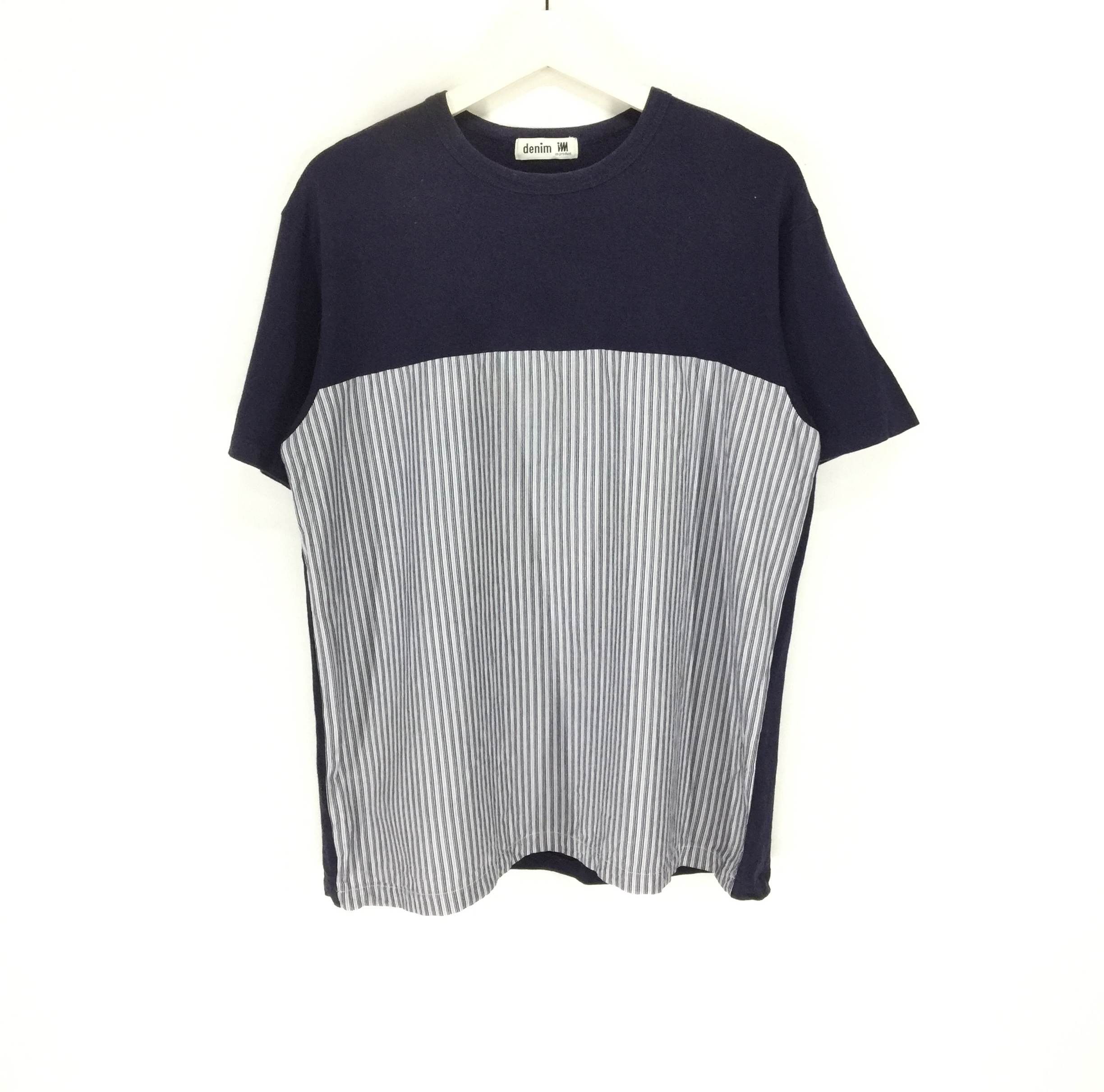 image of Im Product By Issey Miyake Split Shirt in Blue Black, Men's (Size Large)