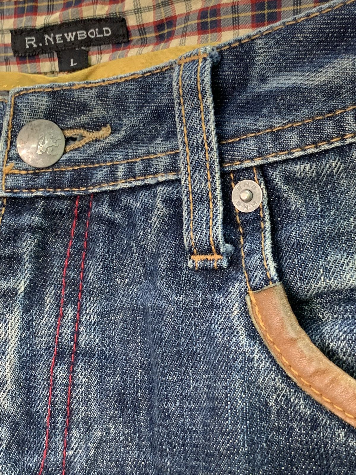 Paul Smith R.Newbold Patchwork Leather Design Denim Jeans Size US 33 - 5 Thumbnail