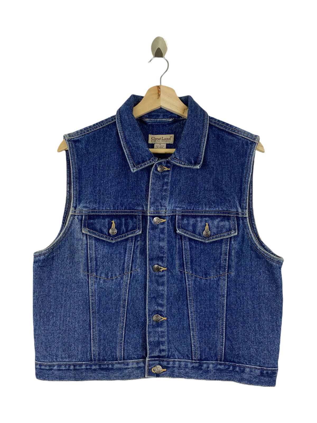 Japanese Brand Vintage great land denim vest Size US S / EU 44-46 / 1 - 1 Thumbnail