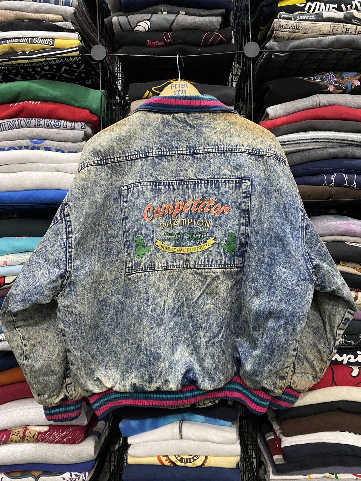 Vintage VINTAGE ORANGE GAL DENIME FADED JACKET Size US L / EU 52-54 / 3 - 7 Thumbnail