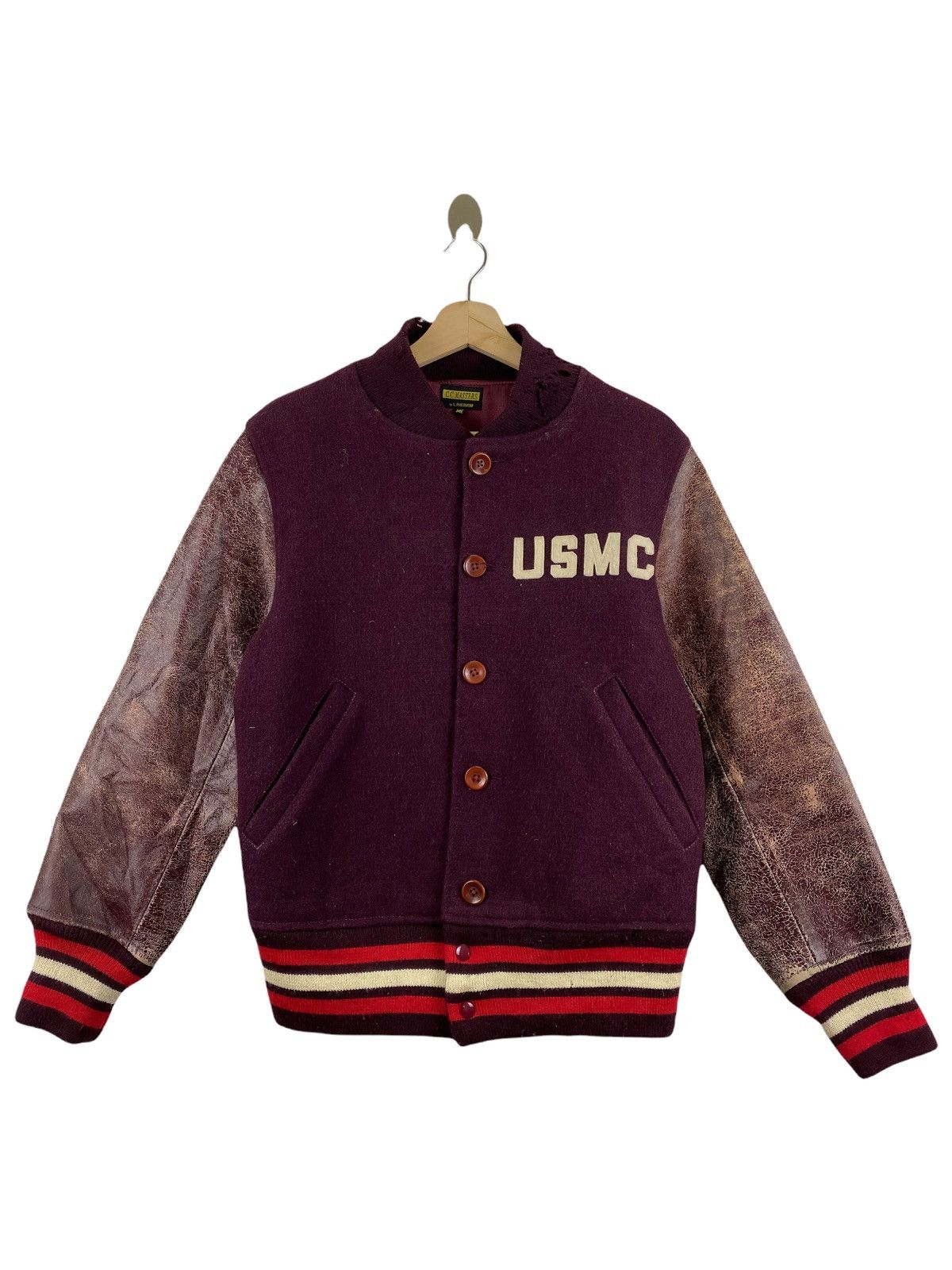 image of Pherrows x USMC Vintage Pherrow’S Usmc Varsity Jacket in Maroon, Men's (Size Medium)