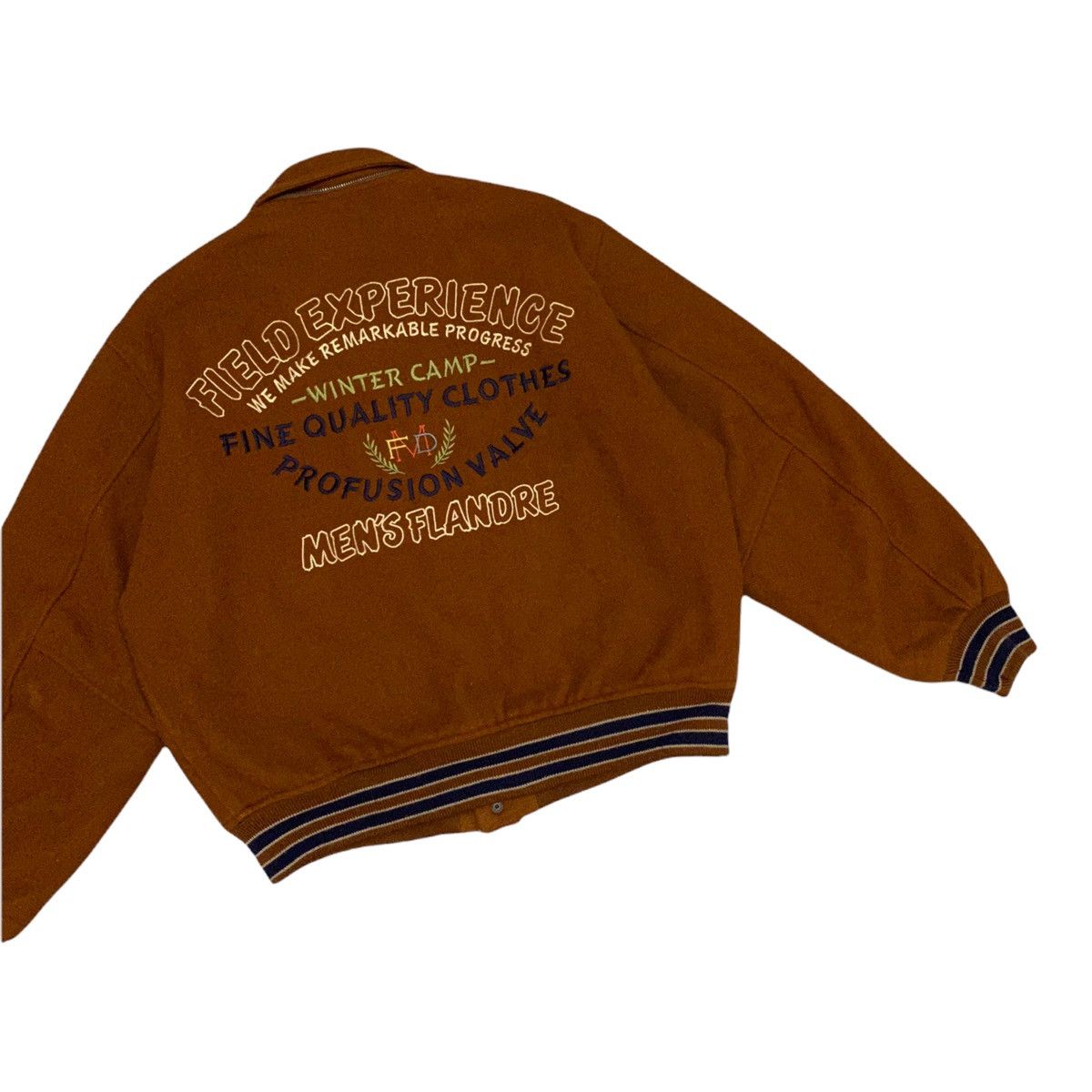 Japanese Brand × Vintage RARE🔥VTG MEN’S FLANDRE ORIGINAL WOOL VARSITY JACKET Size US L / EU 52-54 / 3 - 8 Thumbnail