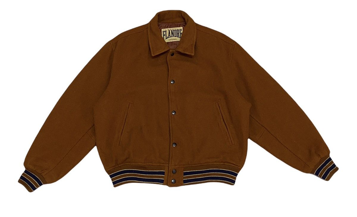 Japanese Brand × Vintage RARE🔥VTG MEN’S FLANDRE ORIGINAL WOOL VARSITY JACKET Size US L / EU 52-54 / 3 - 7 Thumbnail