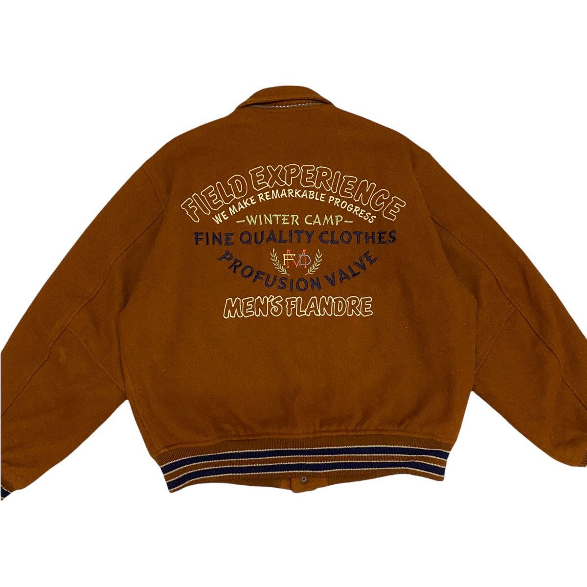 Japanese Brand × Vintage RARE🔥VTG MEN’S FLANDRE ORIGINAL WOOL VARSITY JACKET Size US L / EU 52-54 / 3 - 2 Thumbnail