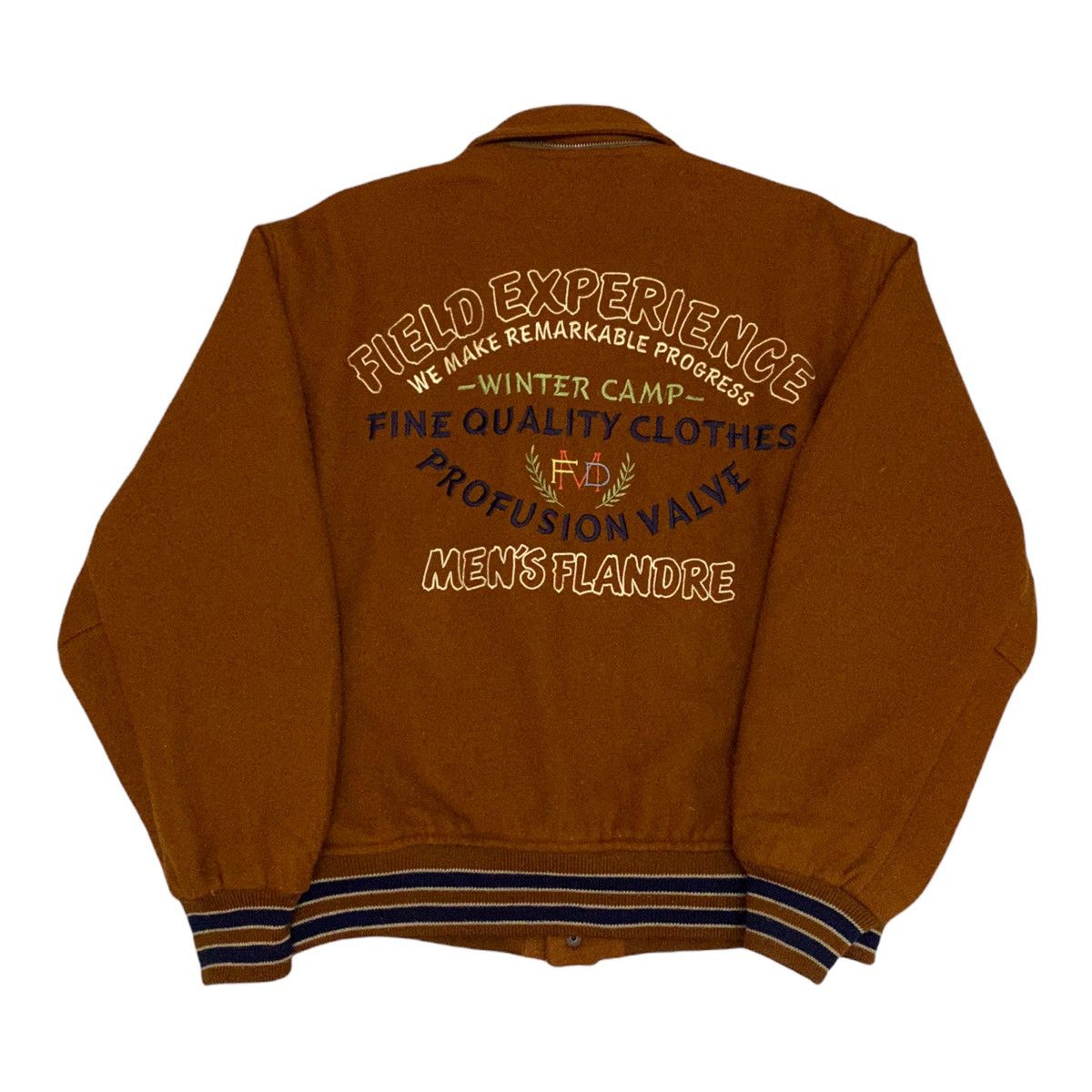 Japanese Brand × Vintage RARE🔥VTG MEN’S FLANDRE ORIGINAL WOOL VARSITY JACKET Size US L / EU 52-54 / 3 - 3 Thumbnail