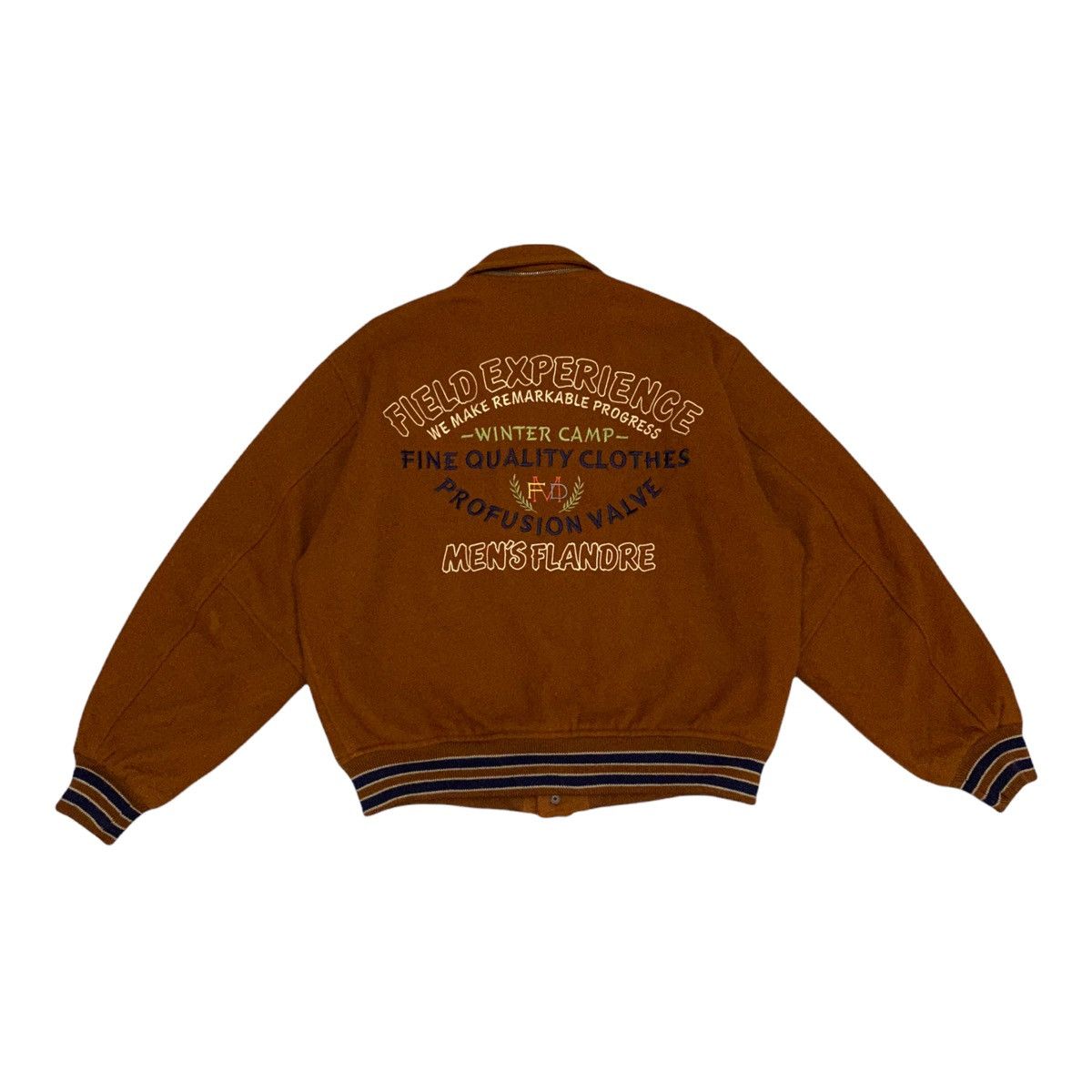 Japanese Brand × Vintage RARE🔥VTG MEN’S FLANDRE ORIGINAL WOOL VARSITY JACKET Size US L / EU 52-54 / 3 - 10 Thumbnail