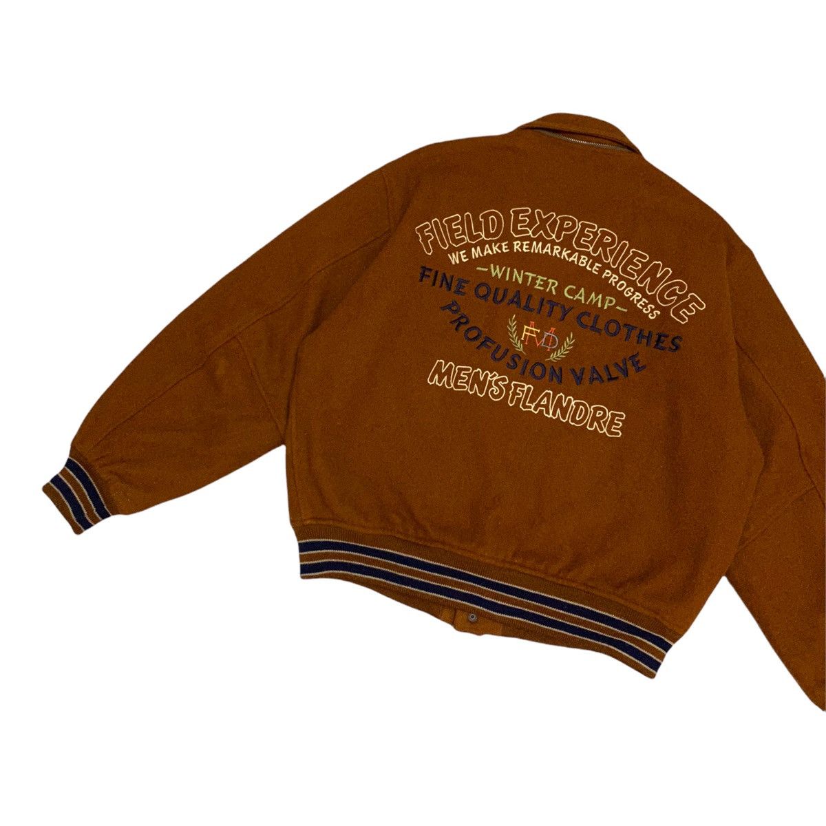 Japanese Brand × Vintage RARE🔥VTG MEN’S FLANDRE ORIGINAL WOOL VARSITY JACKET Size US L / EU 52-54 / 3 - 9 Thumbnail