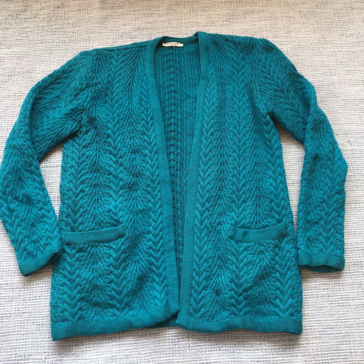 image of Vintage Saint Laurent Knitwear in Turquoise, Men's (Size Small)