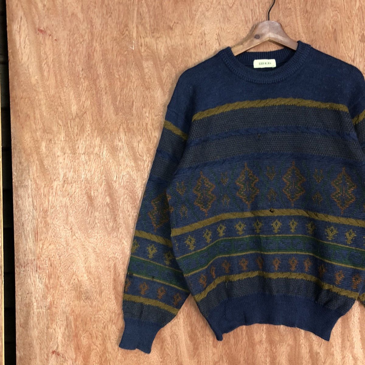 Vintage DLL Brolio Blue 1990 art design japan Knitwear #c870 Size US L / EU 52-54 / 3 - 7 Thumbnail