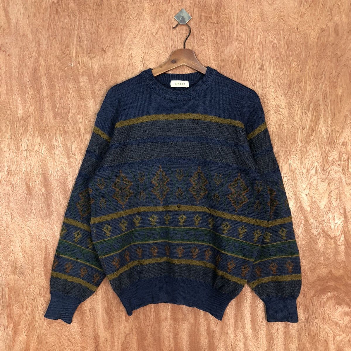 Vintage DLL Brolio Blue 1990 art design japan Knitwear #c870 Size US L / EU 52-54 / 3 - 3 Thumbnail