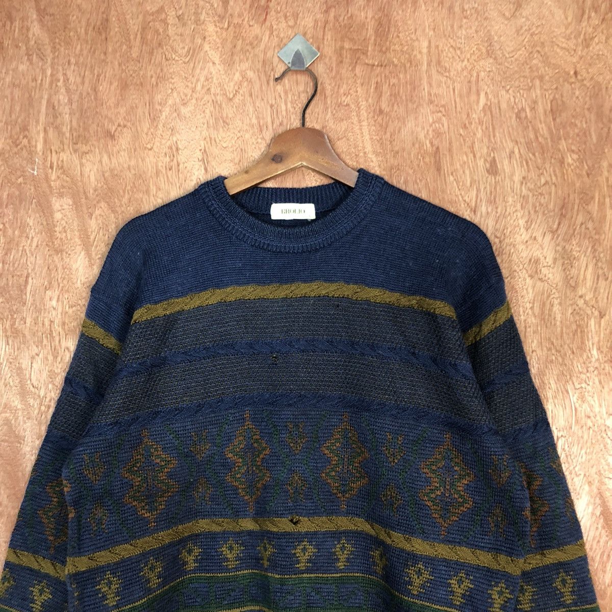 Vintage DLL Brolio Blue 1990 art design japan Knitwear #c870 Size US L / EU 52-54 / 3 - 9 Thumbnail