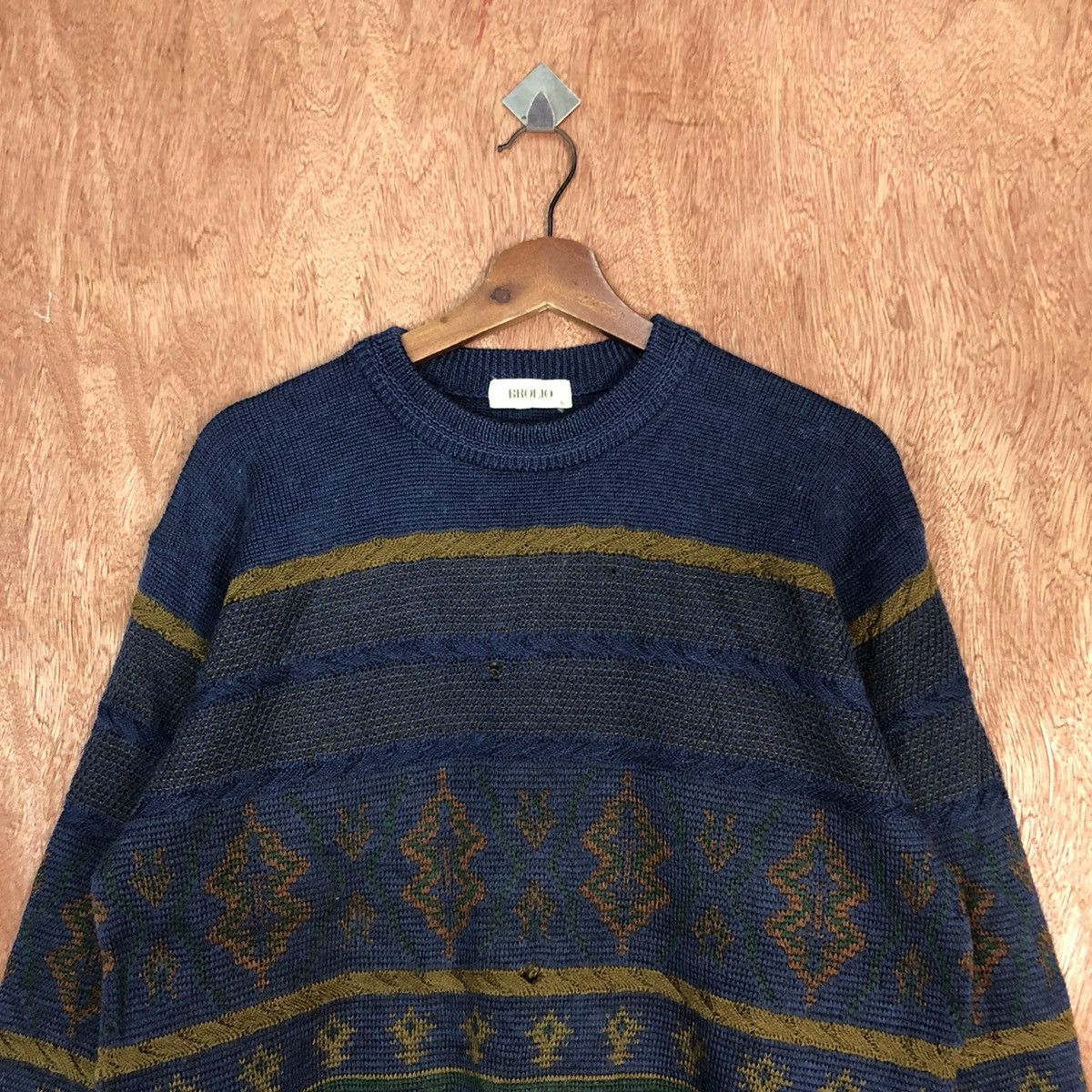 Vintage DLL Brolio Blue 1990 art design japan Knitwear #c870 Size US L / EU 52-54 / 3 - 2 Thumbnail