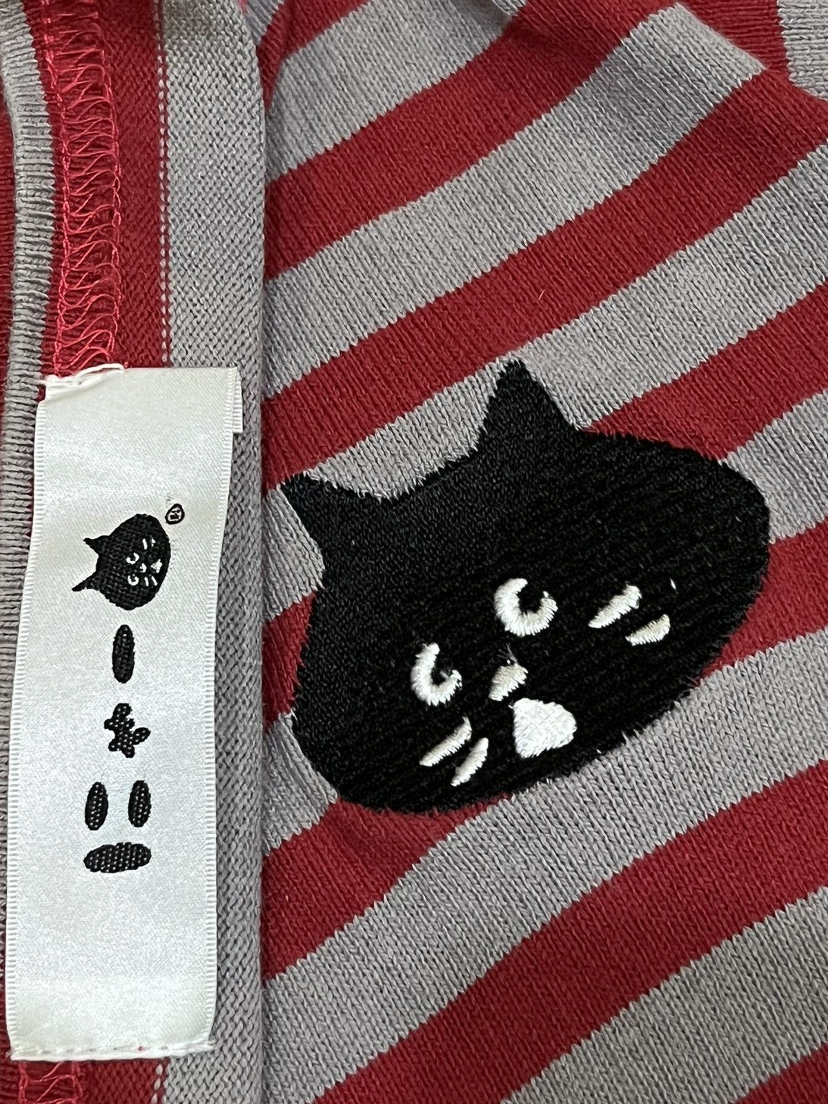 🔥NE-NET ISSEY MIYAKE Embroidery Cat Stripped Cropped Style