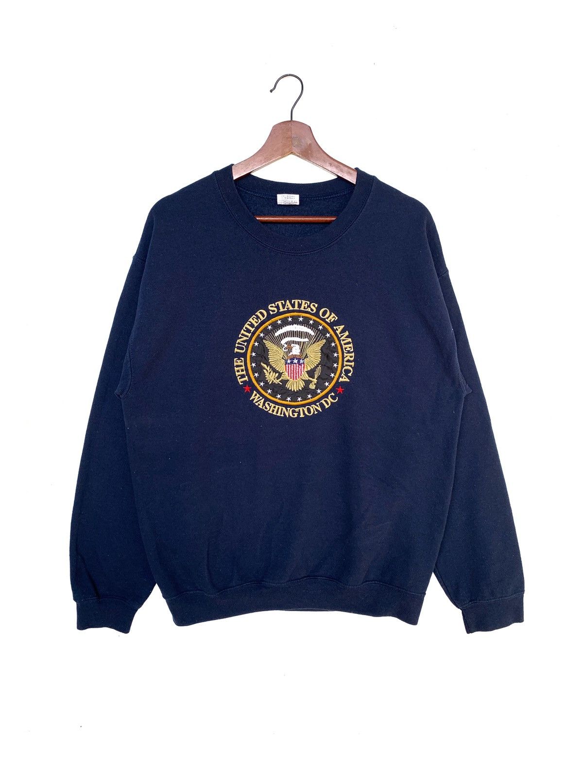image of Made In USA x Vintage 90's Washington D.c Constitution Logo Sweatshirt in Dark Blue (Size Medium)