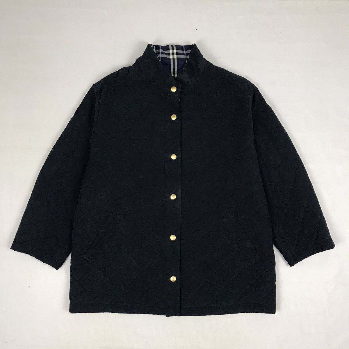 Vintage Burberrys Quilted Button Up Long Jacket