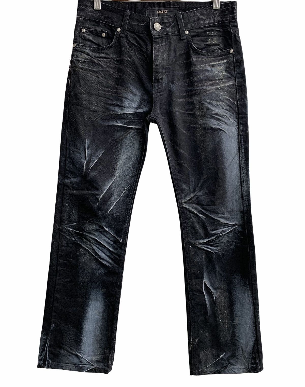Japanese Brand Lagus Distressed Denim Splash Paint Jeans Size US 32 / EU 48 - 2 Thumbnail