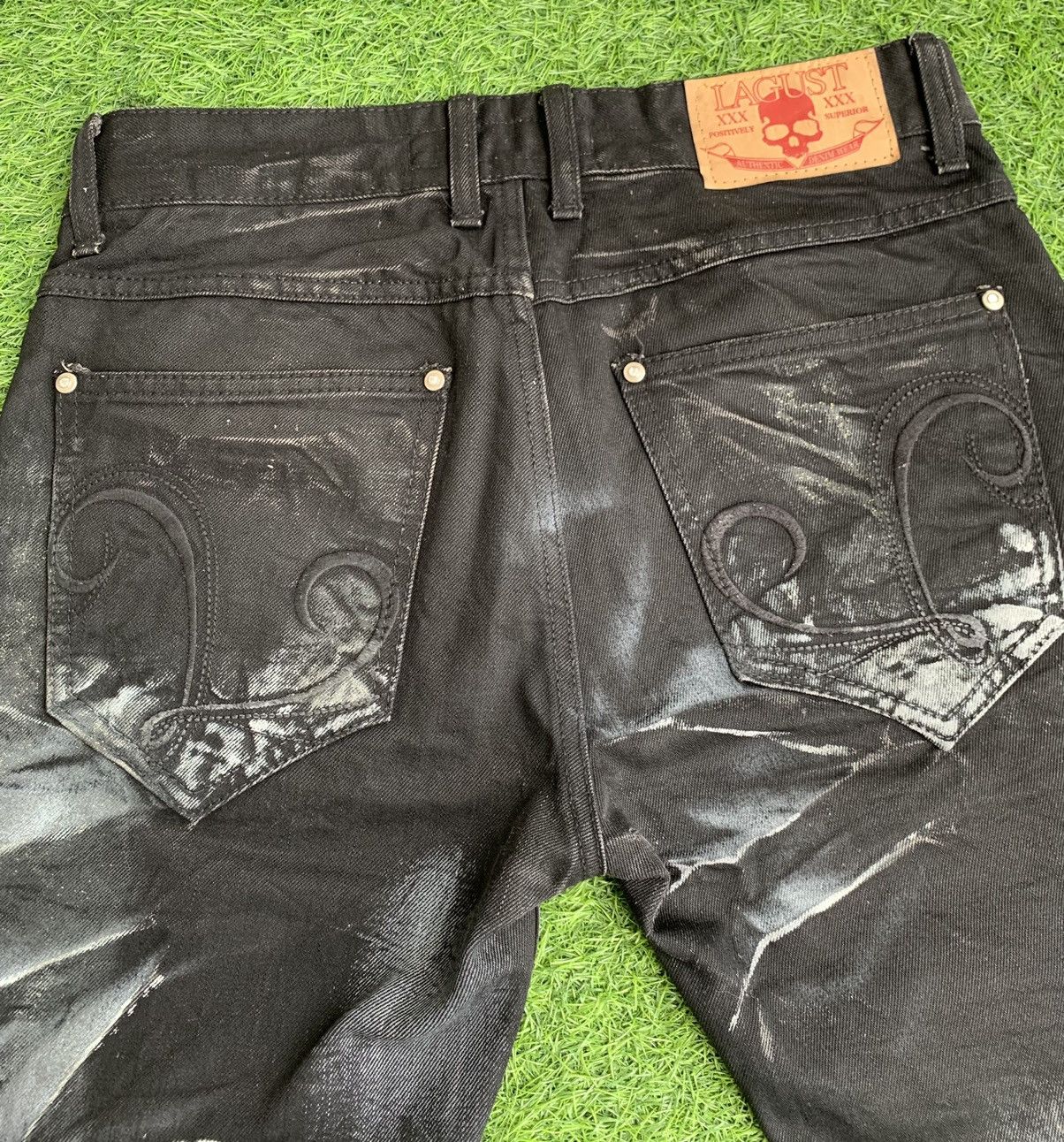 Japanese Brand Lagus Distressed Denim Splash Paint Jeans Size US 32 / EU 48 - 15 Thumbnail