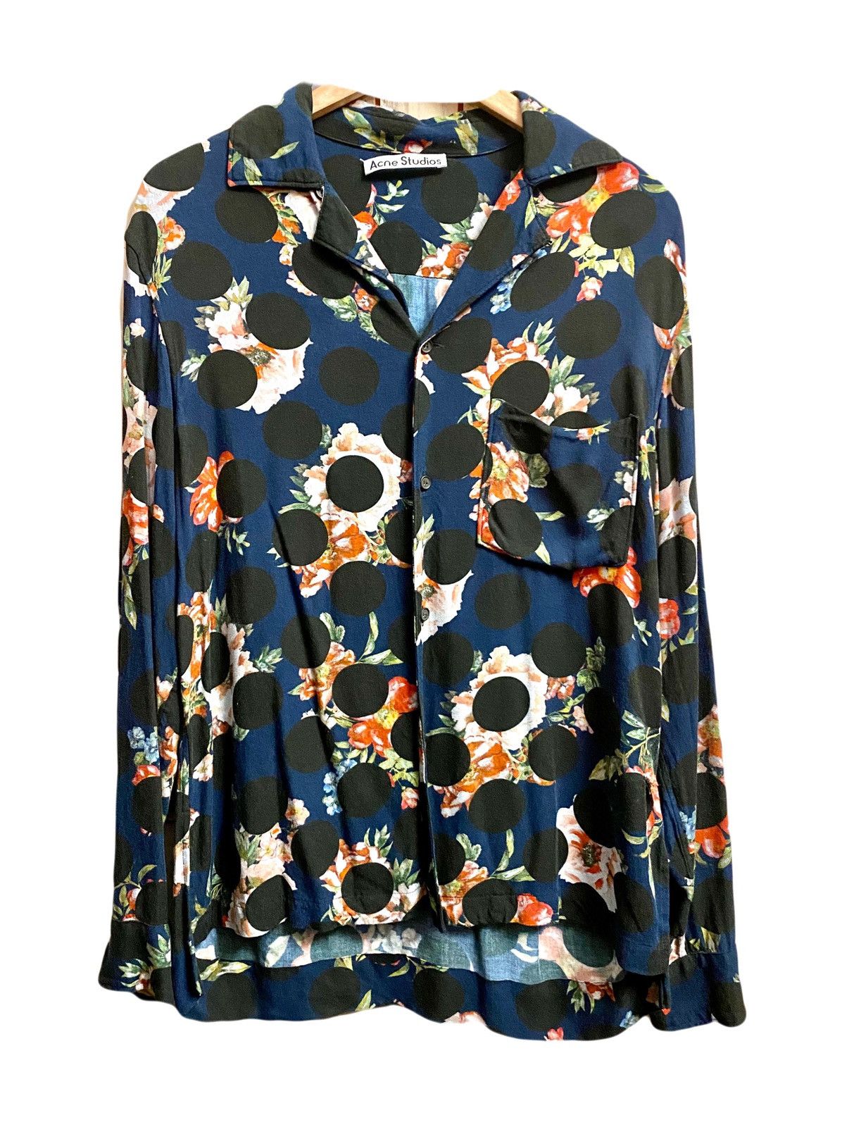 Acne Studios ACNE STUDIOS SIMON FLORAL POLKA PRINT SHIRT NAVY BLUE 44 Size US S / EU 44-46 / 1 - 1 Thumbnail