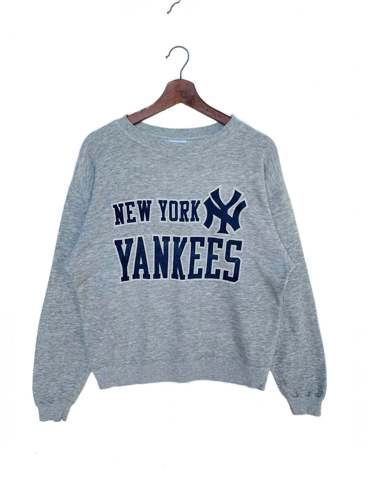 Maillot Vintage New York Yankees 90's – Homme, Manches Courtes, Boutonnage, Taille L, Bleu