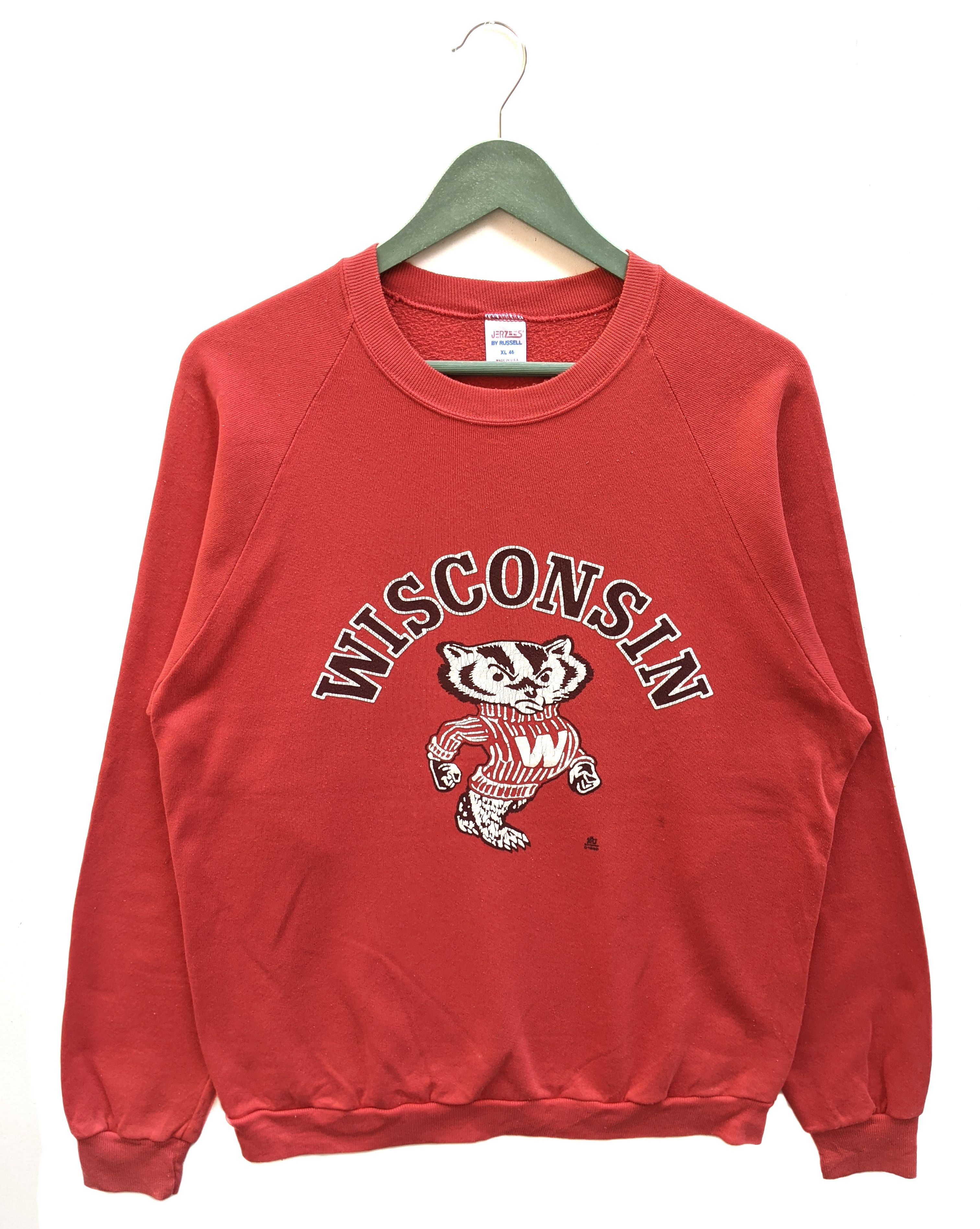 image of Jerzees x Made In USA 80's Wisconsin University Sweatshirt/size XL in Red, Men's