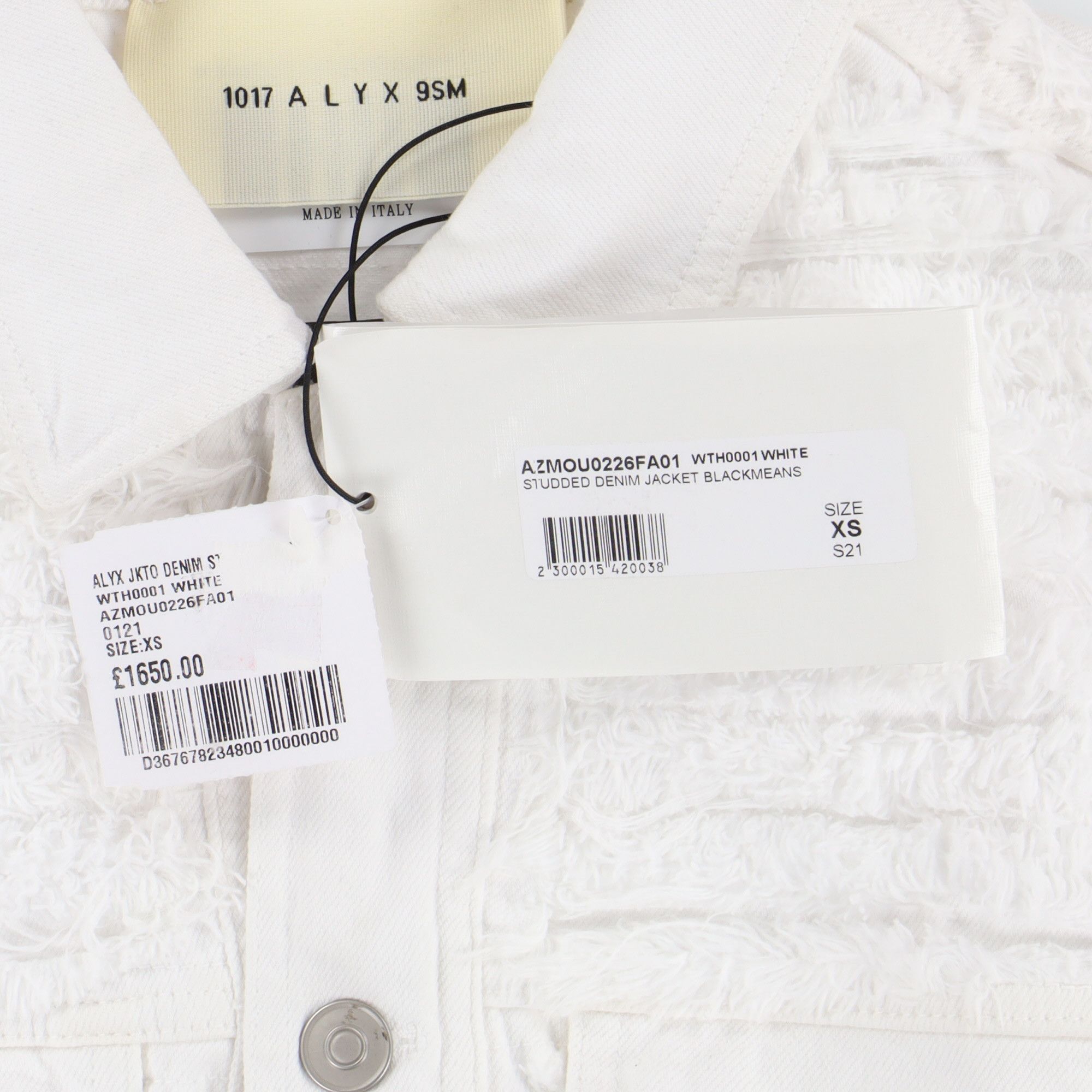 1017 ALYX 9SM × Blackmeans White Shredded Studded Denim Jacket Size US XS / EU 42 / 0 - 10 Thumbnail