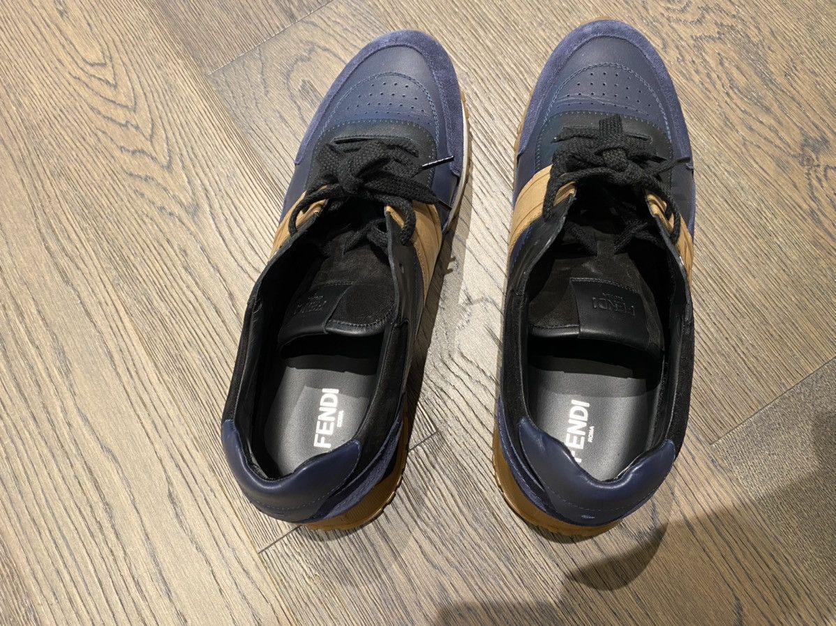 Fendi Blue Suede and Leather FF Logo Band Lace Up Size US 9 / EU 42 - 4 Thumbnail