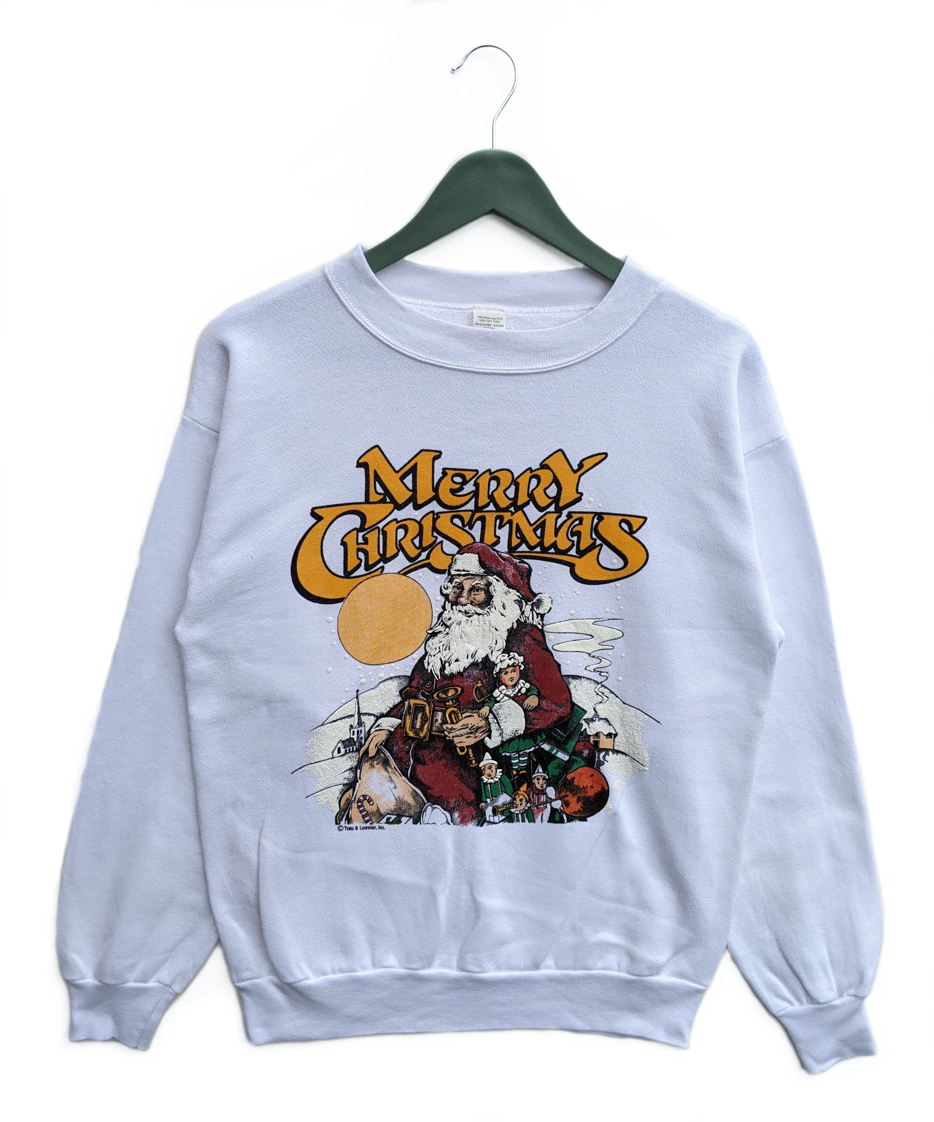 image of Made In USA x Vintage Merry Christmas Big Print Sweatshirt in White, Men's (Size Medium)