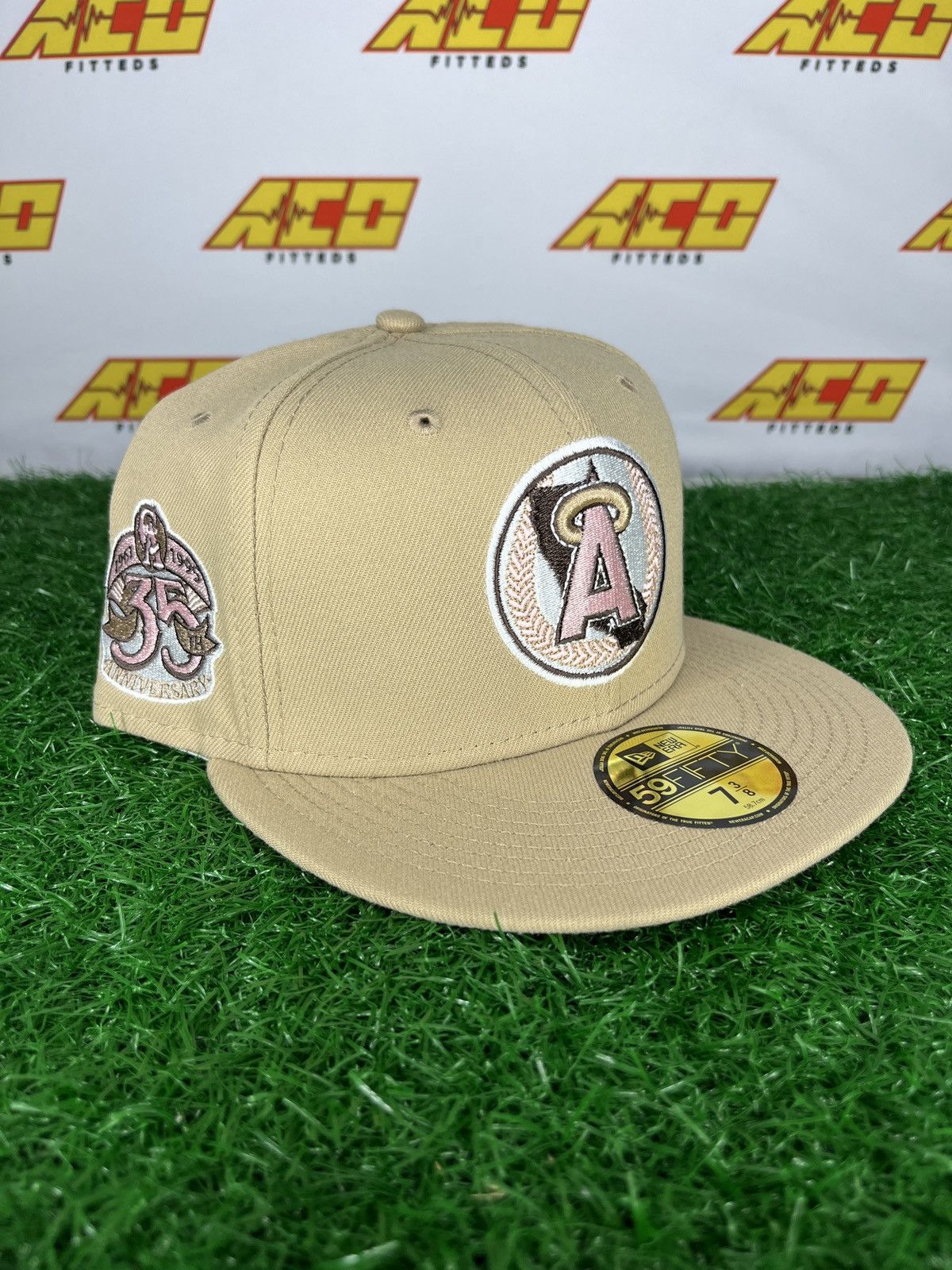 Angels 7 3/8 35th anniversary fitted hat sandstorm khaki