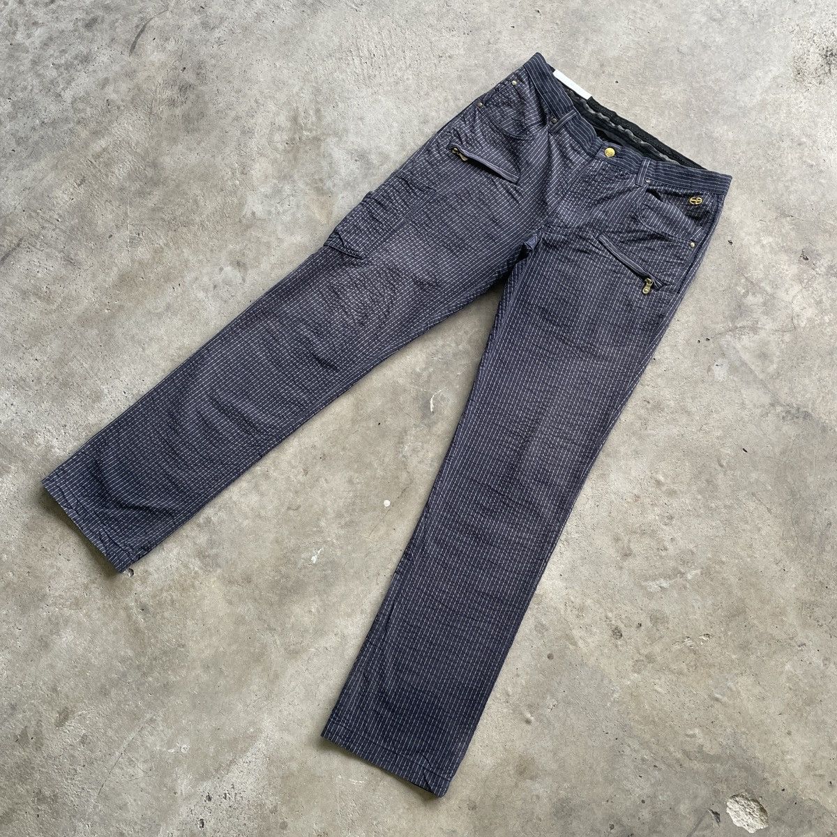 Edwin × Japanese Brand × Purple 9 Pocket🔥 Vintage Edwin Golf Faded Striped Cargo Pants W31 Size US 31 - 2 Thumbnail