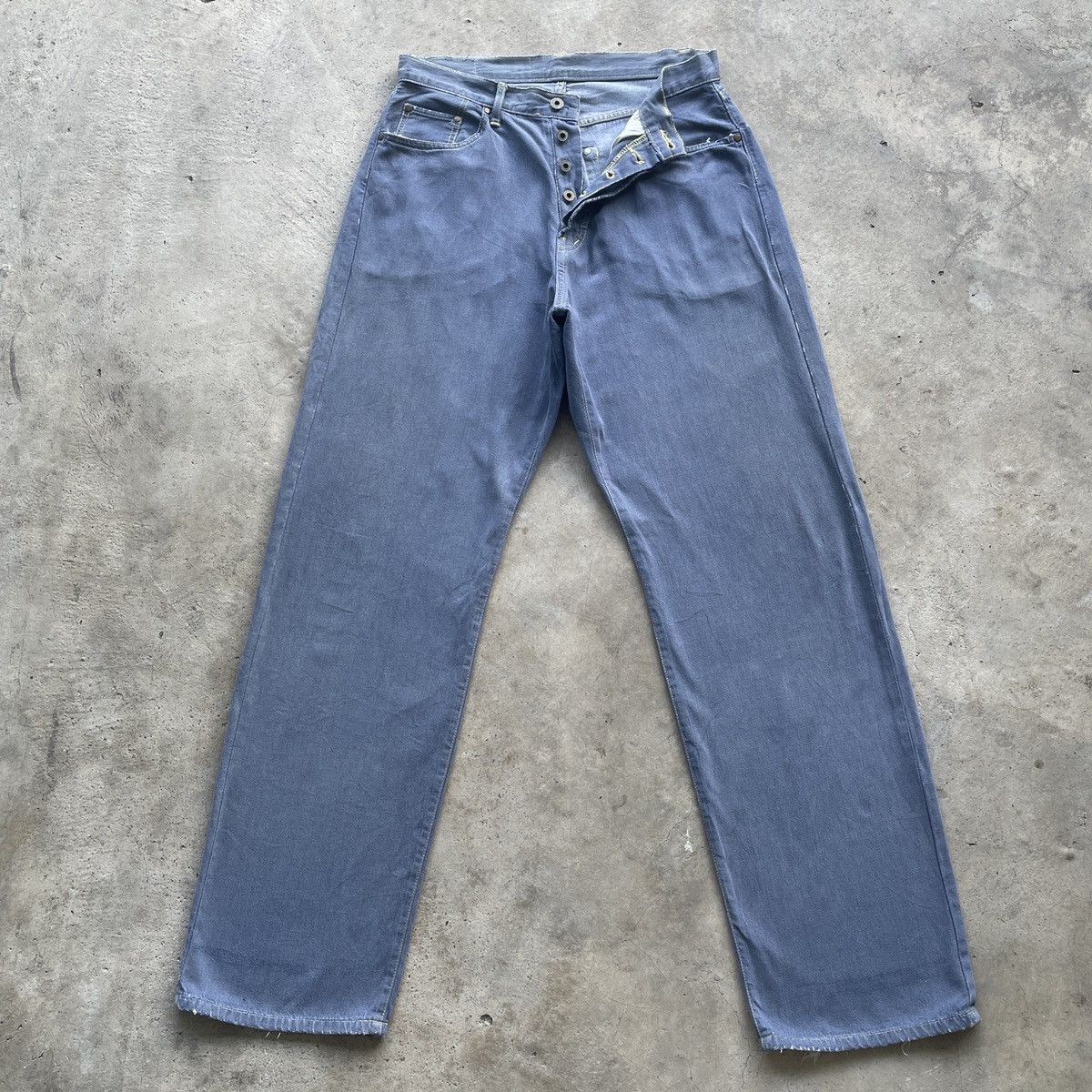 Vintage Motor Oil Faded Blue Trousers Casual Pants W30