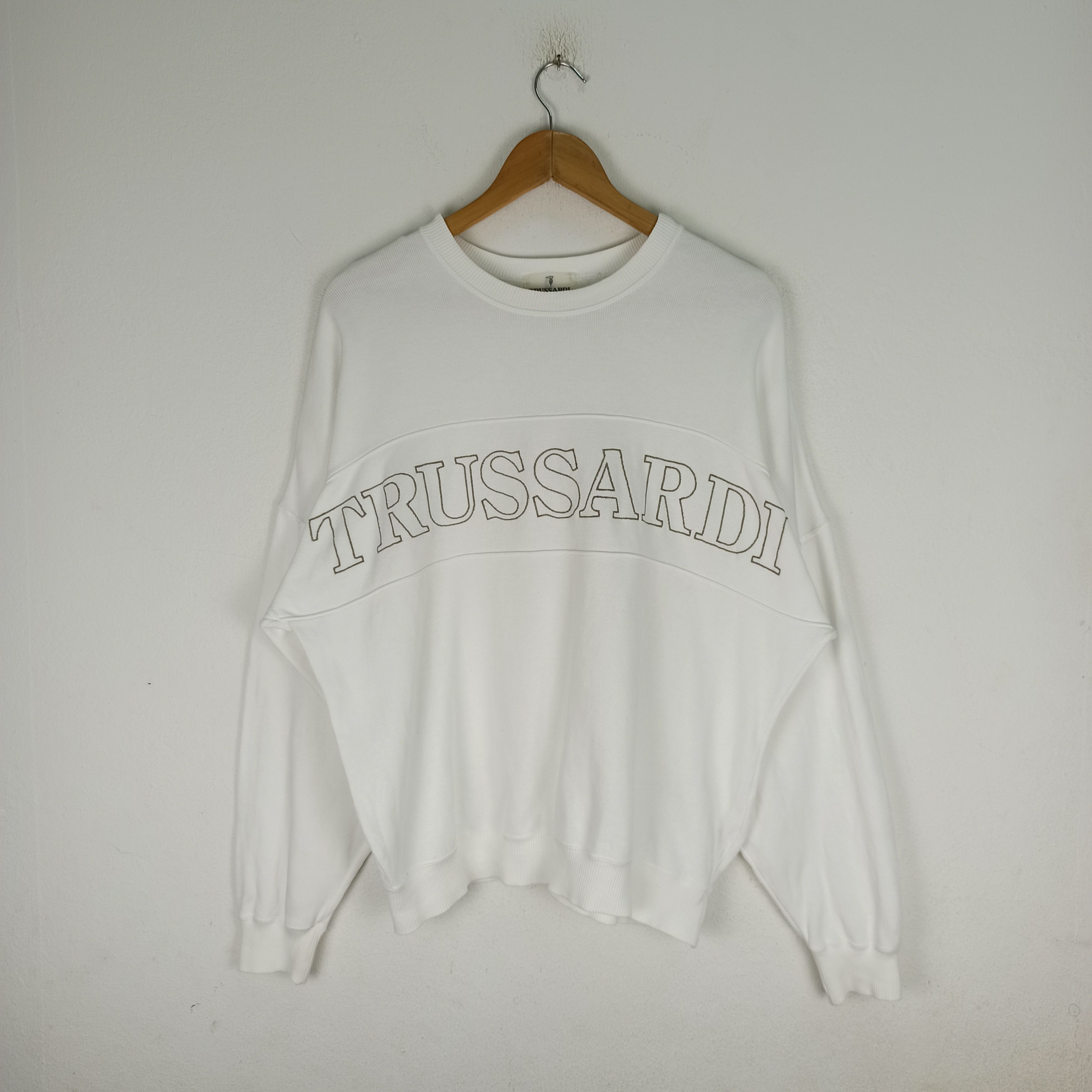 Trussardi 🔥STEALS🔥 Trussardi White Sweatshirt Big Logo Size US L / EU 52-54 / 3 - 1 Thumbnail