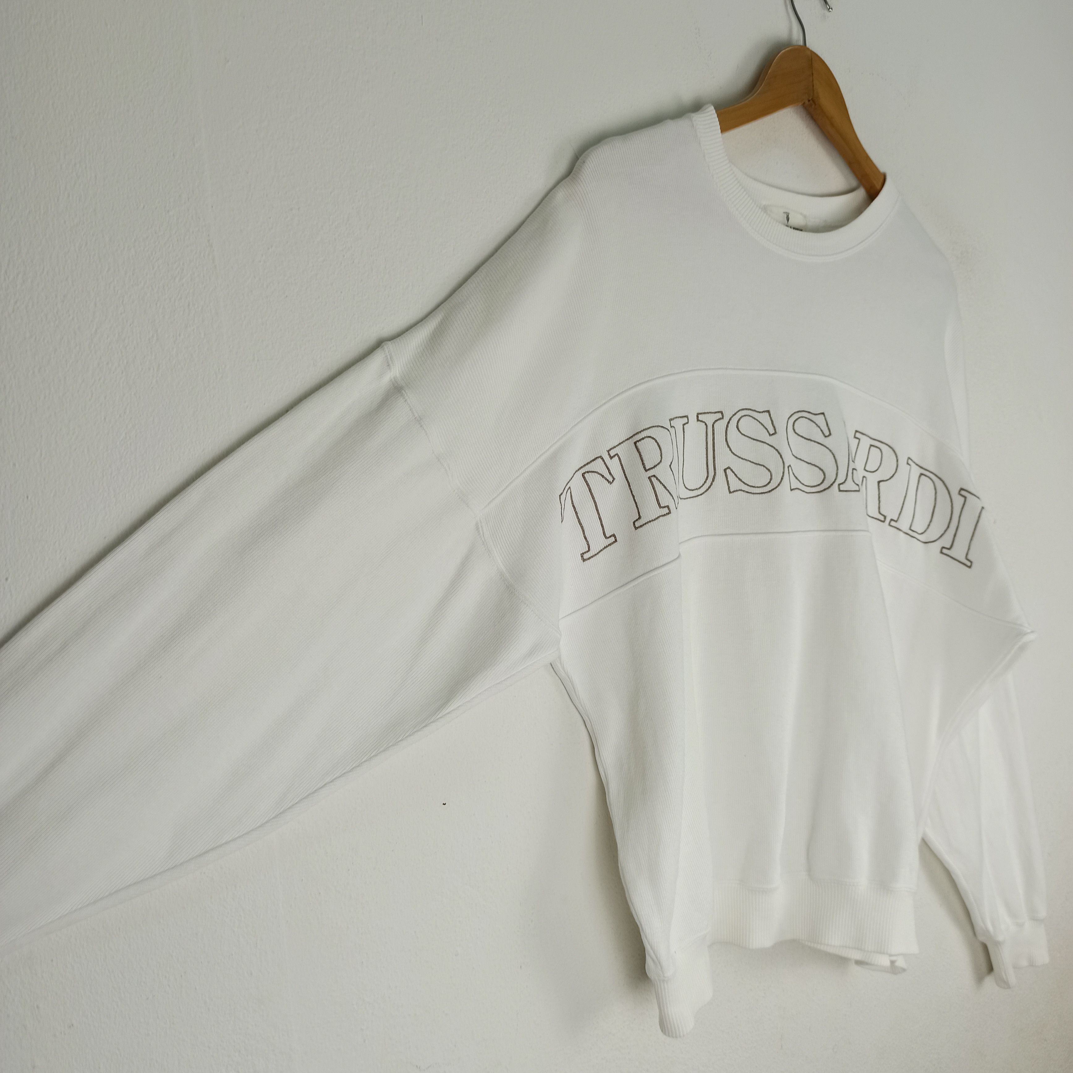 Trussardi 🔥STEALS🔥 Trussardi White Sweatshirt Big Logo Size US L / EU 52-54 / 3 - 2 Thumbnail