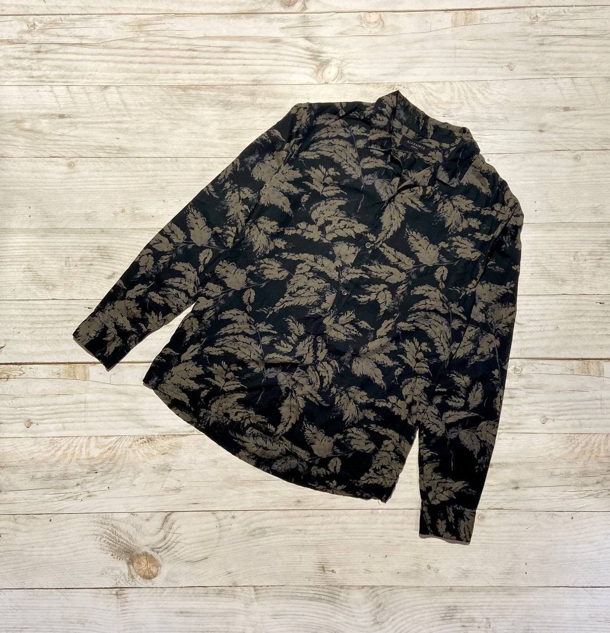 Allsaints Allsaints Shirt Buttons Long Sleeve Viscose Leaf Grey/Beige Size US M / EU 48-50 / 2 - 1 Thumbnail