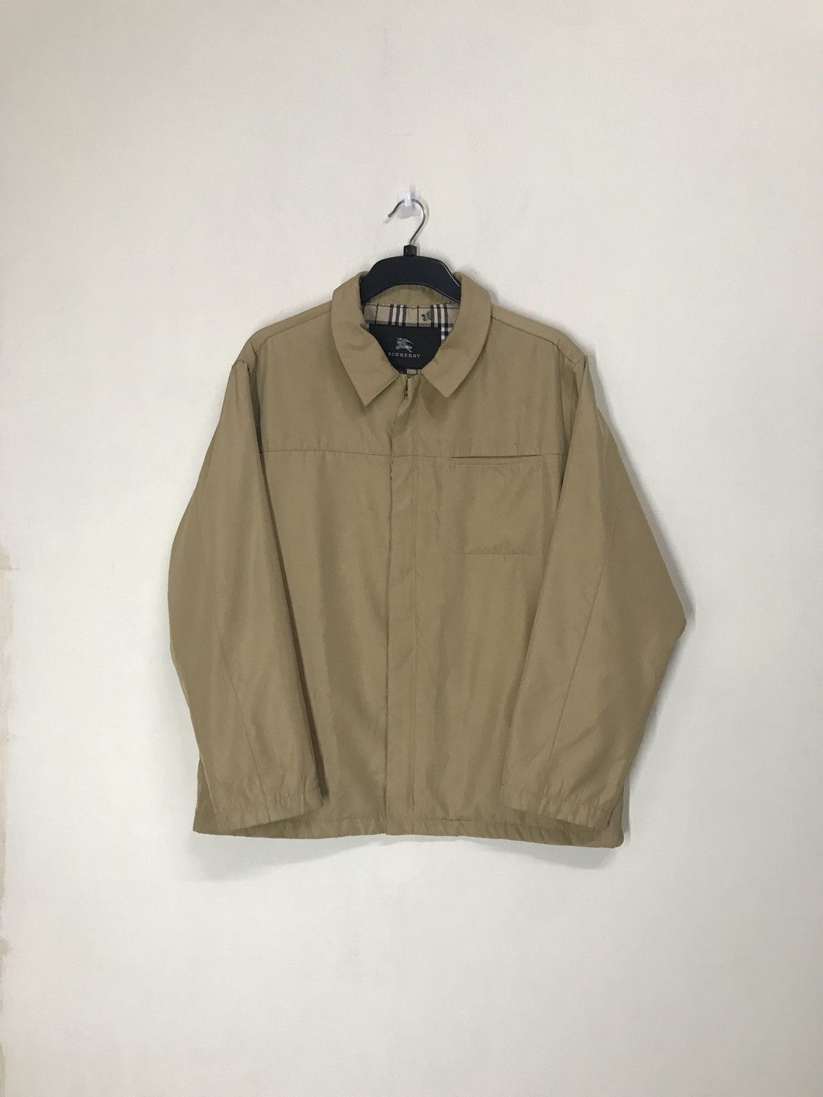 image of Burberry Checkered Jacket Nylon in Light Brown, Men's (Size Medium)